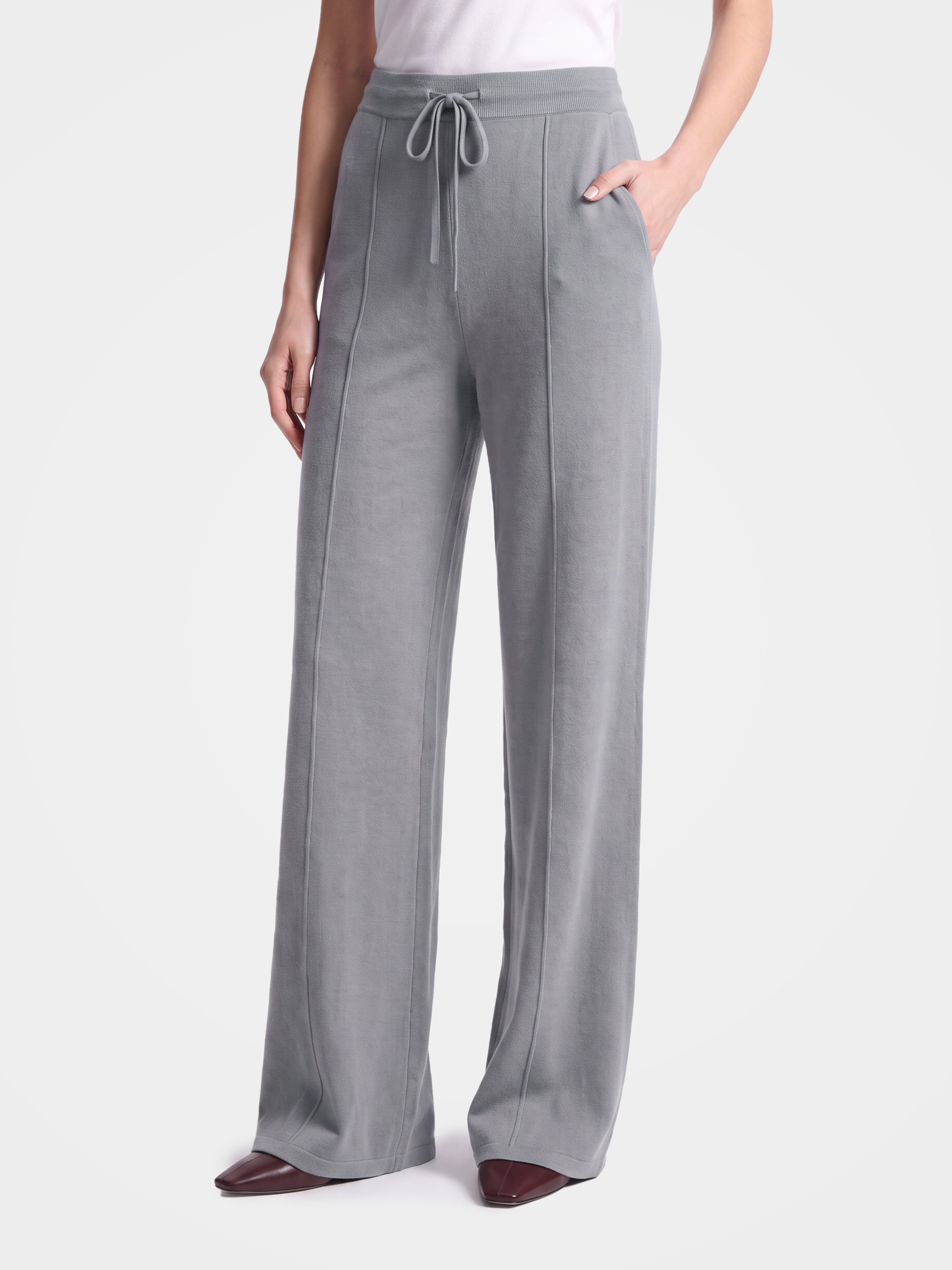 100% Cashmere Straight Leg Pants Drawstring Pants