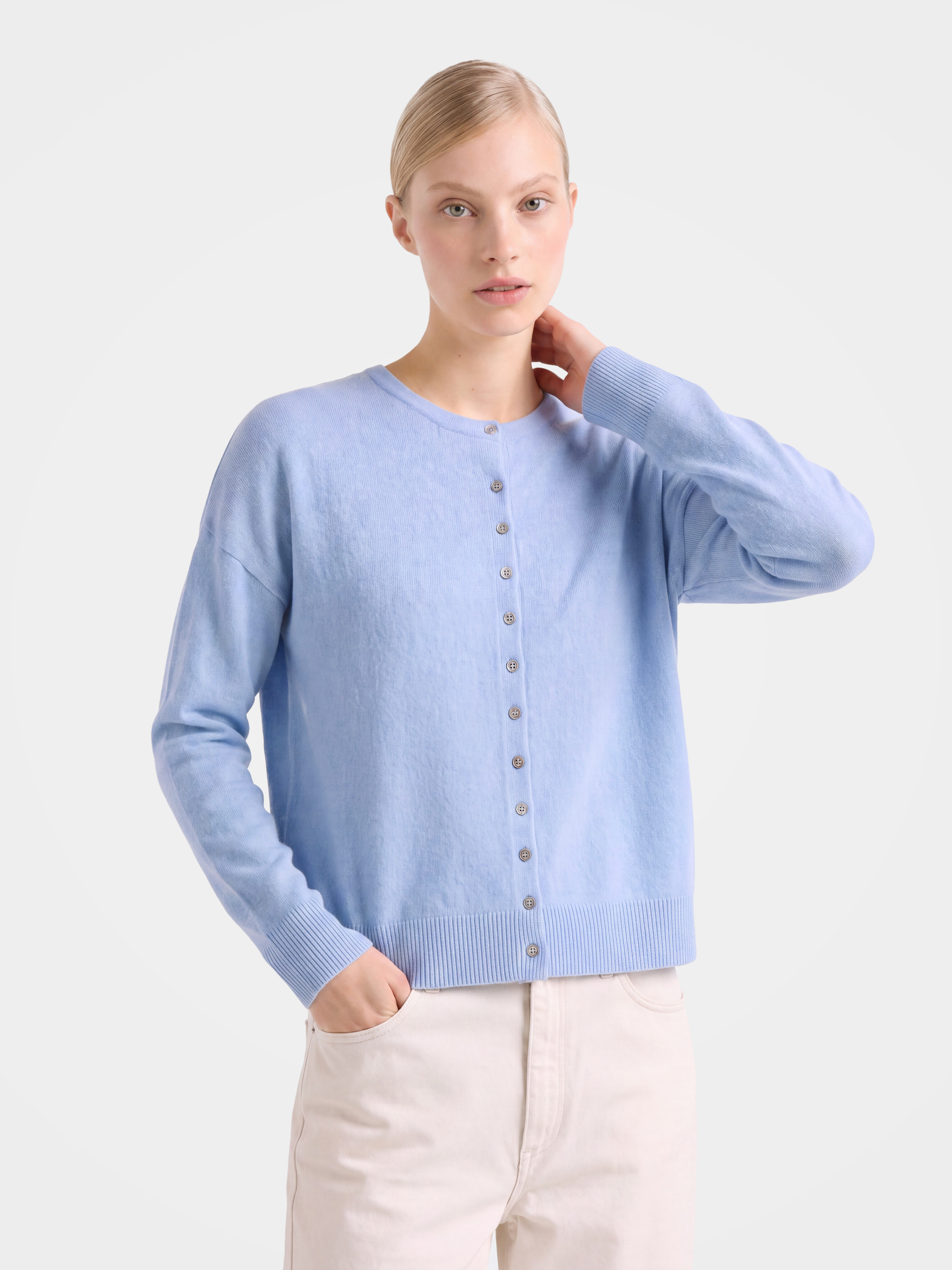 Pre-Order | 100% Cashmere Crew Neck Cardigan Sweater Soft Knitwear (10-14 Business Days)