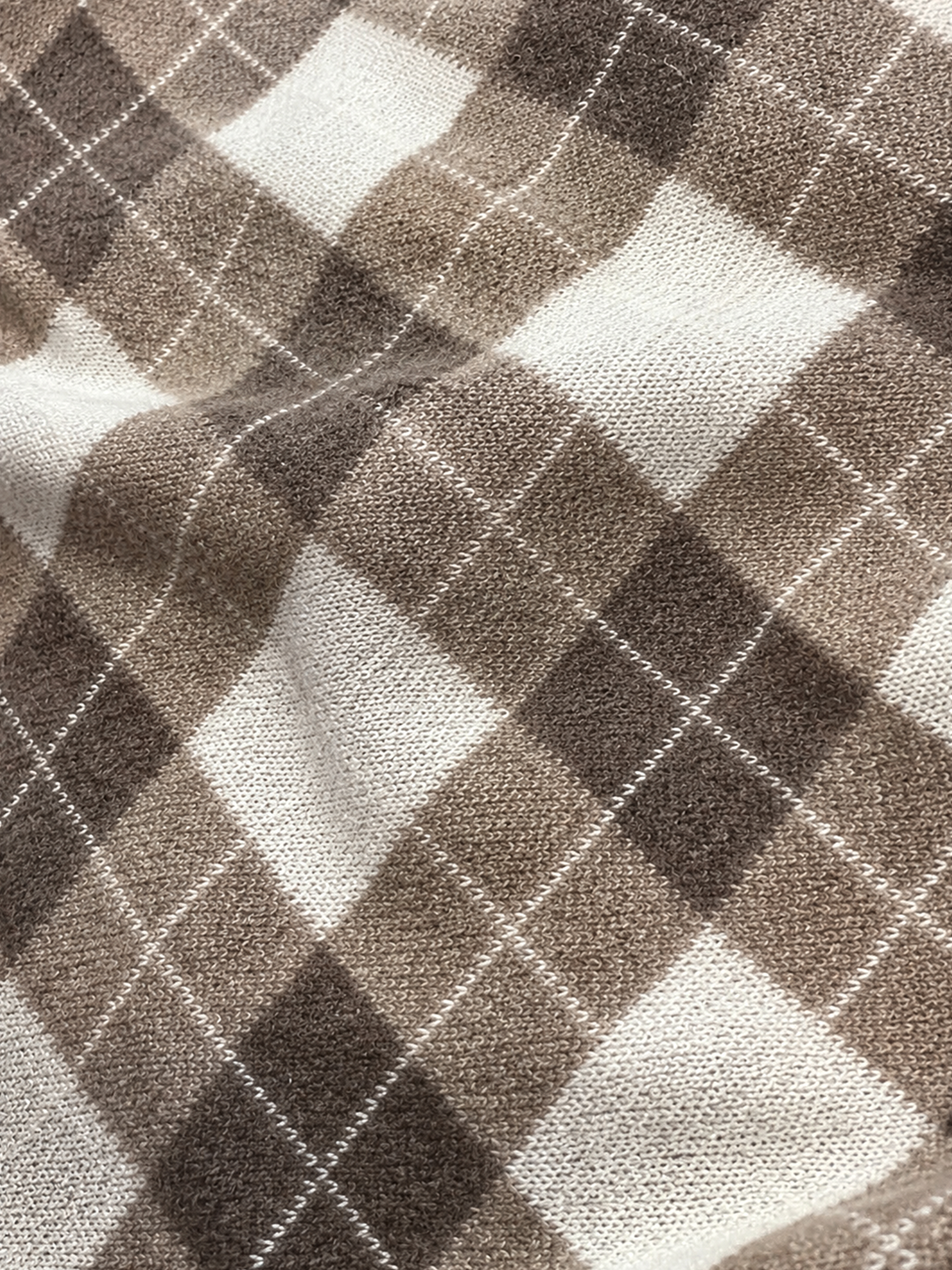 100% Cashmere Argyle Knit Oversized Throw Blanket