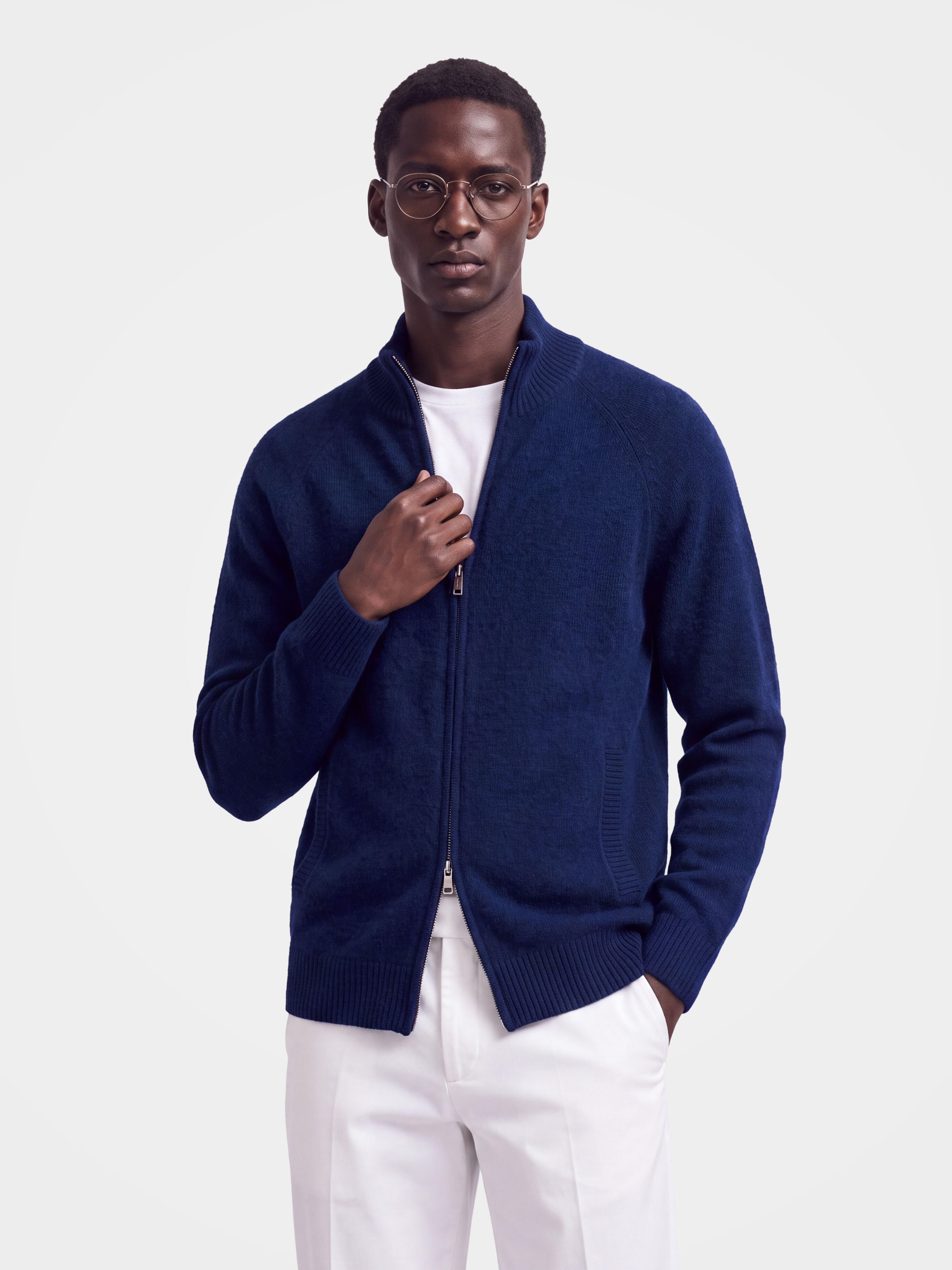 Pre-Order | Men's 100% Cashmere Mock Neck Zip Knit Cardigan (10-14 Business Days)