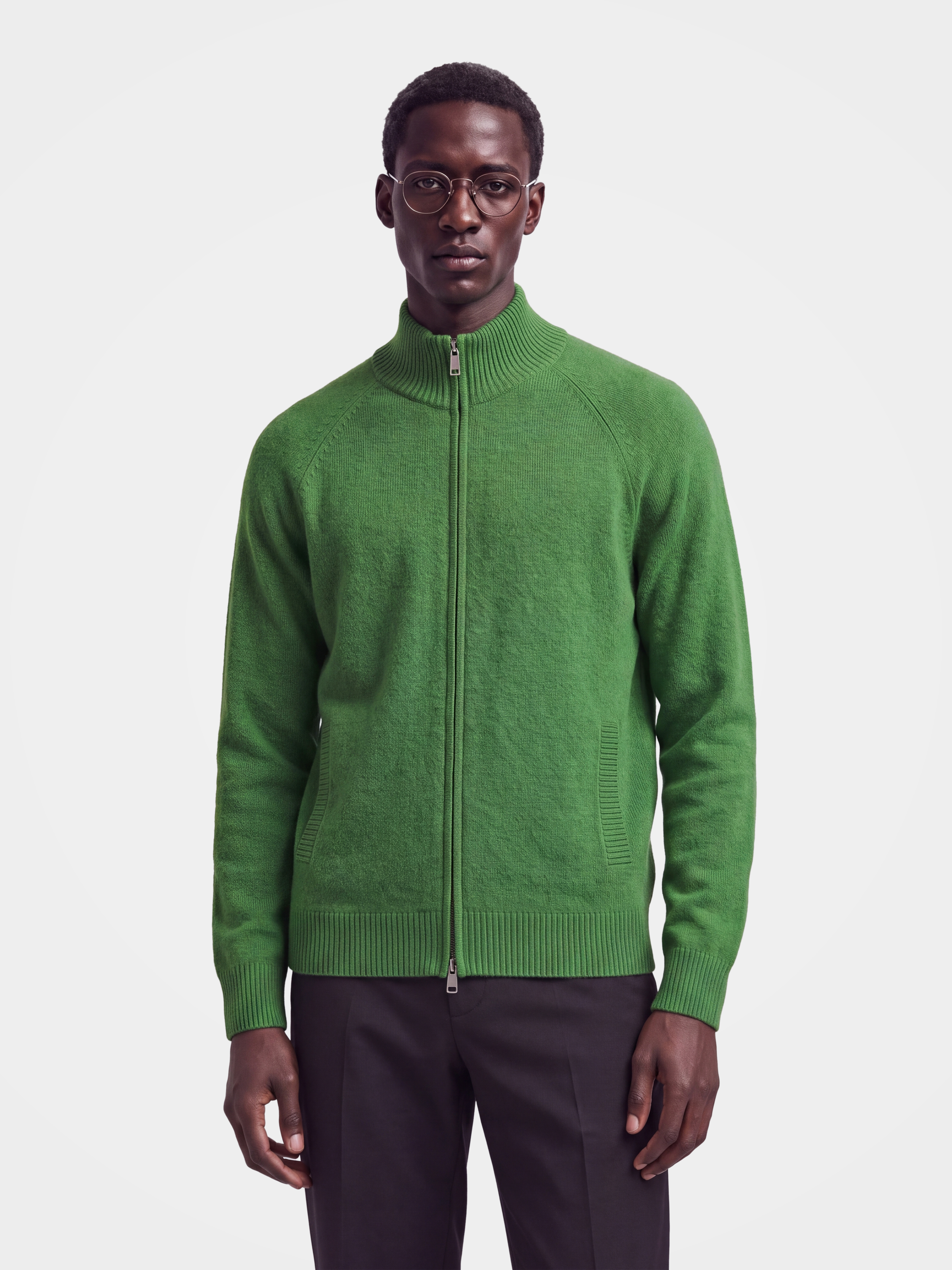 Pre-Order | Men's 100% Cashmere Mock Neck Zip Knit Cardigan (10-14 Business Days)