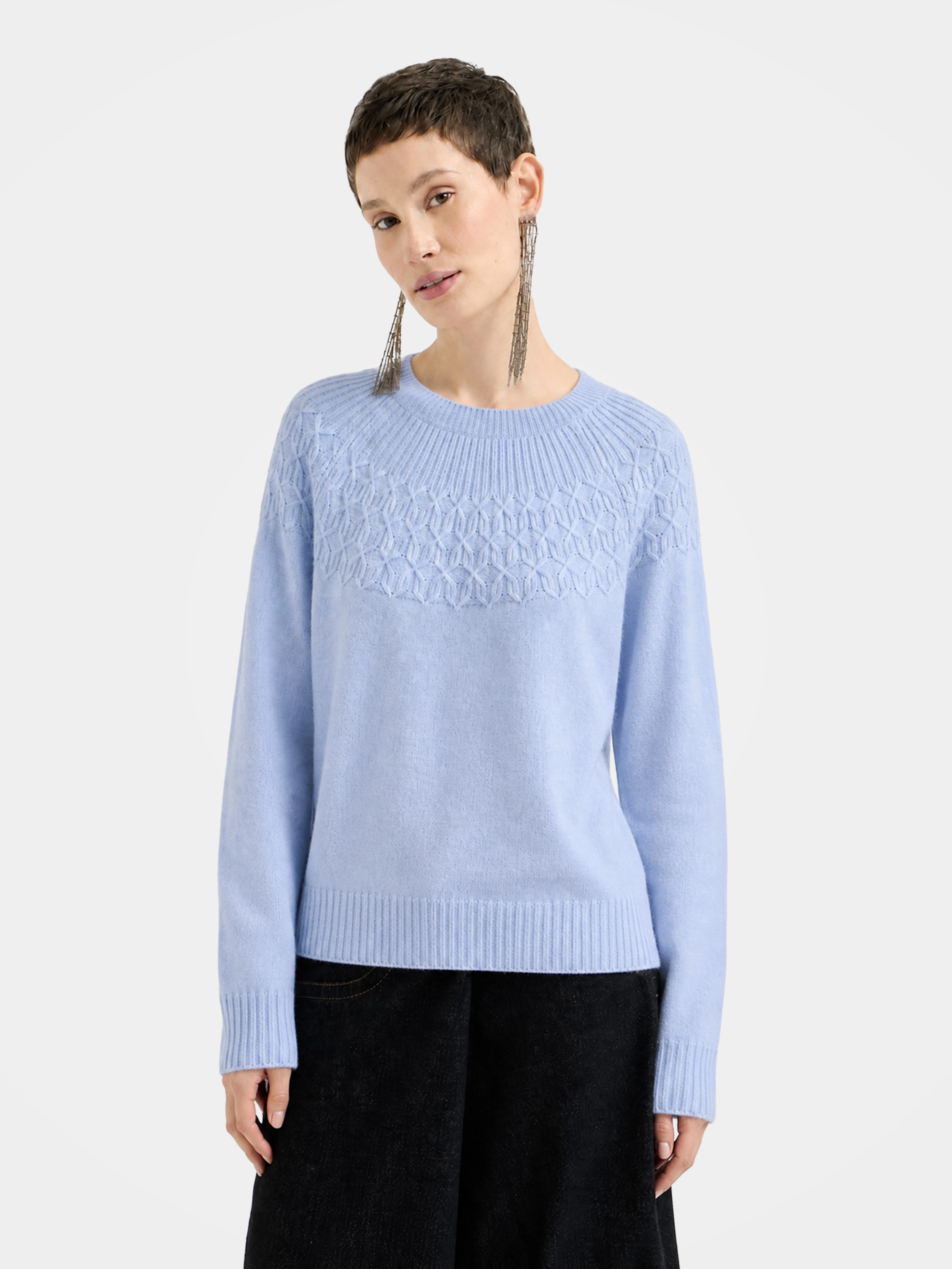 Pre-Order | 100% Cashmere Crew Neck Sweater Soft Diamond Knit Sweater (10-14 Business Days)