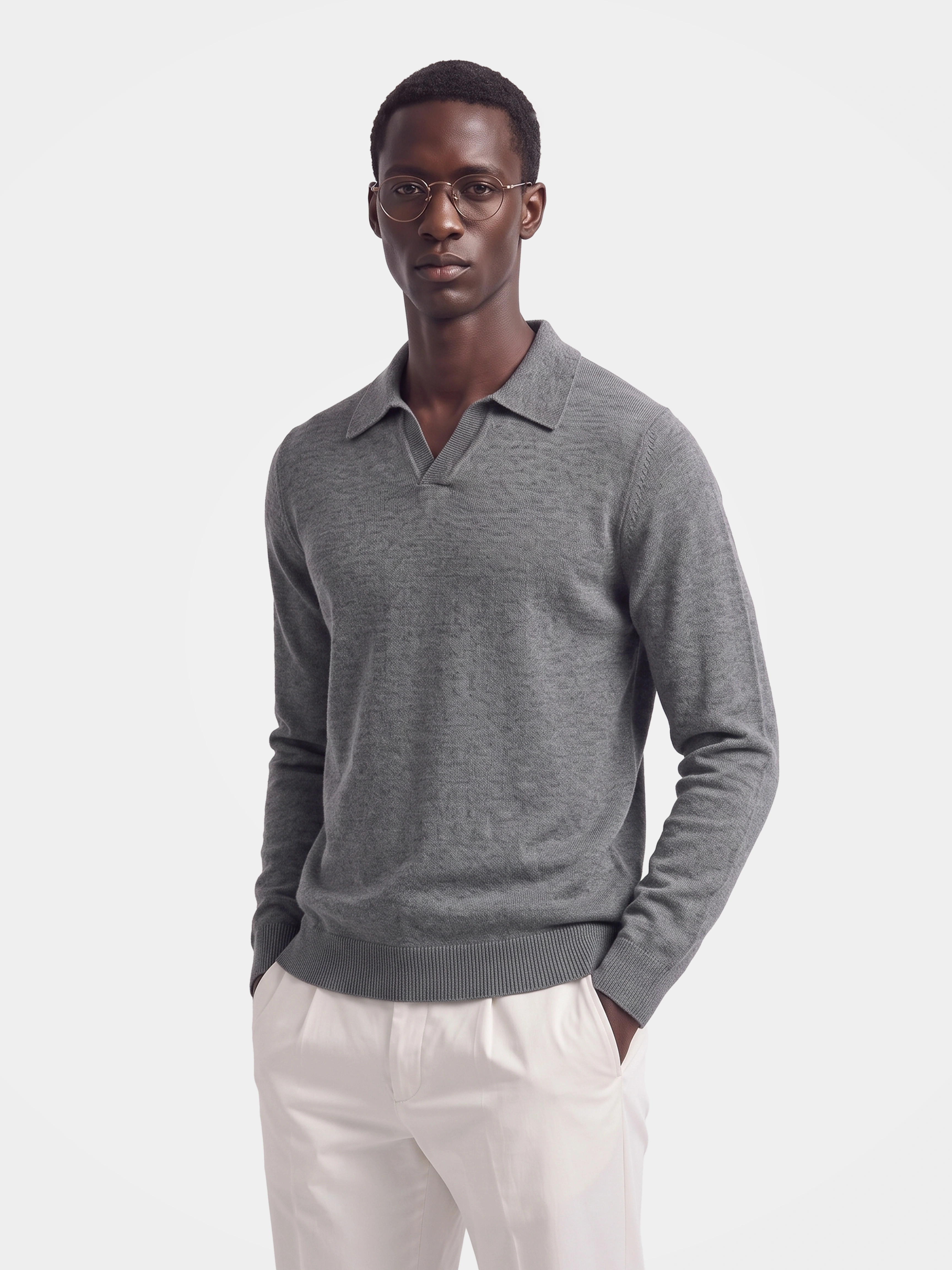Pre-Order | Men's 100% Wool Collared Knit Sweater Classic Ribbed Pullover (10-14 Business Days)