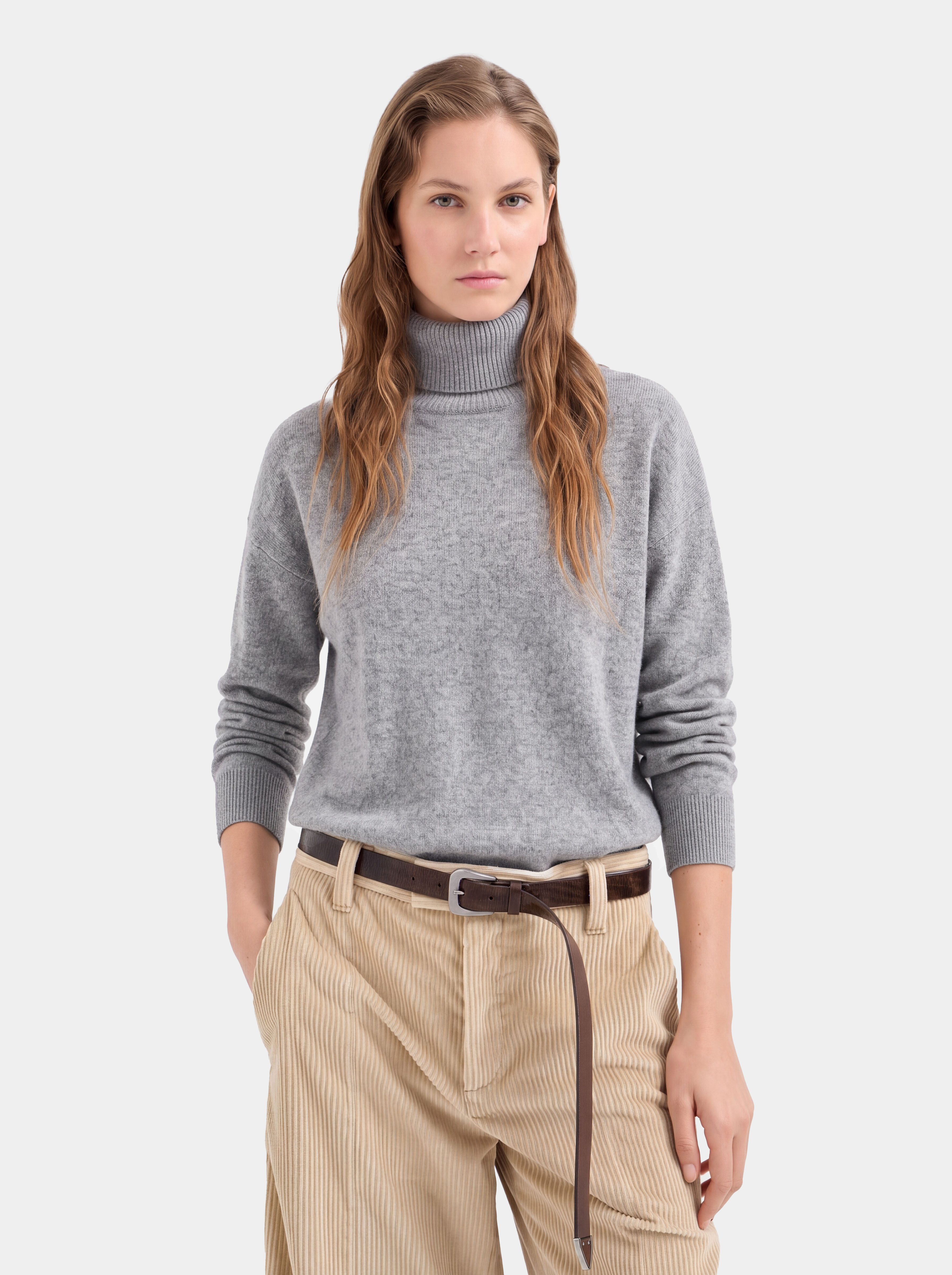 100% Cashmere Turtleneck Sweater Soft Relaxed Fit Knit Pullover