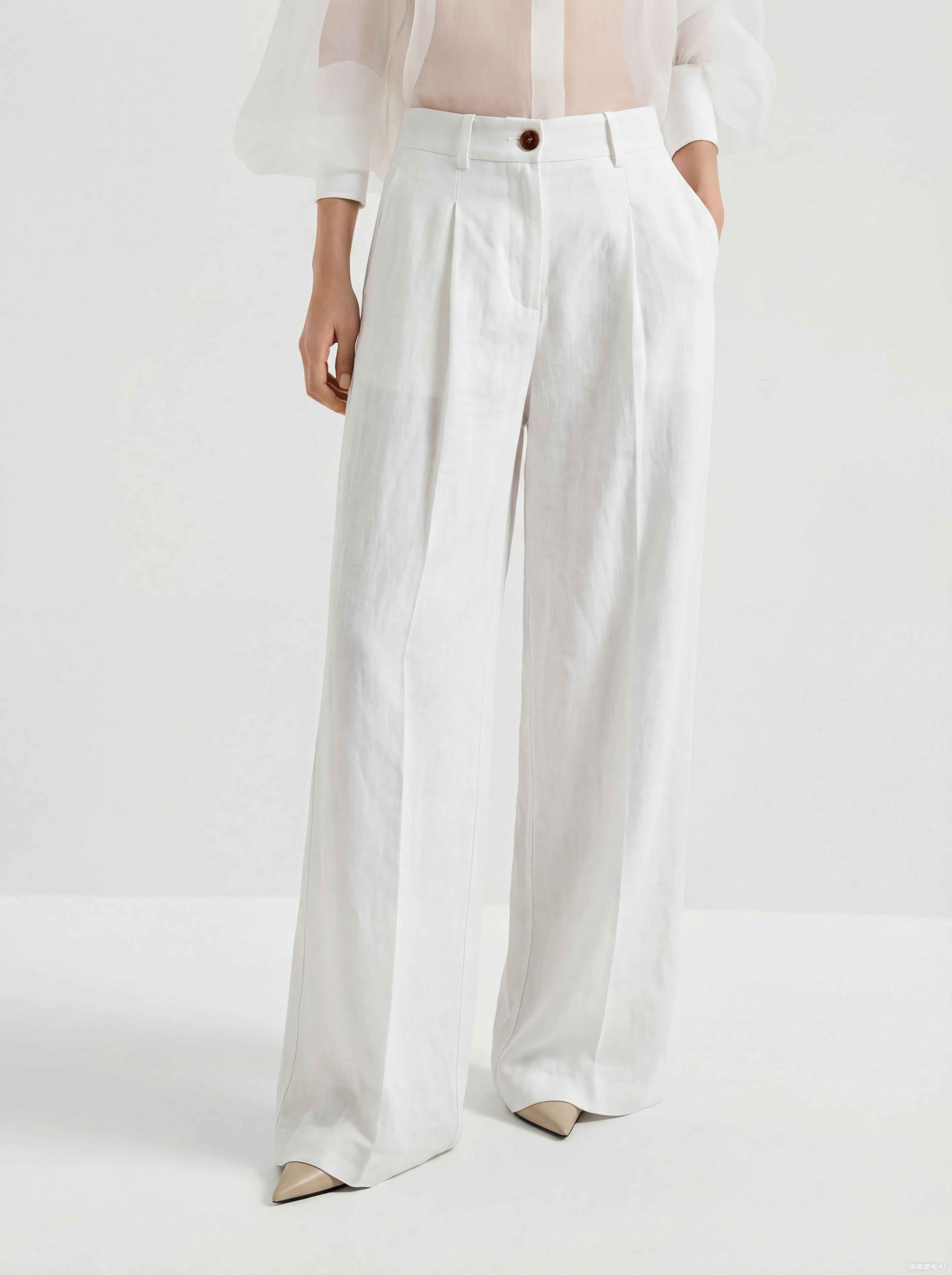 White Polyester Wide Leg Pants – Comfortable & Chic