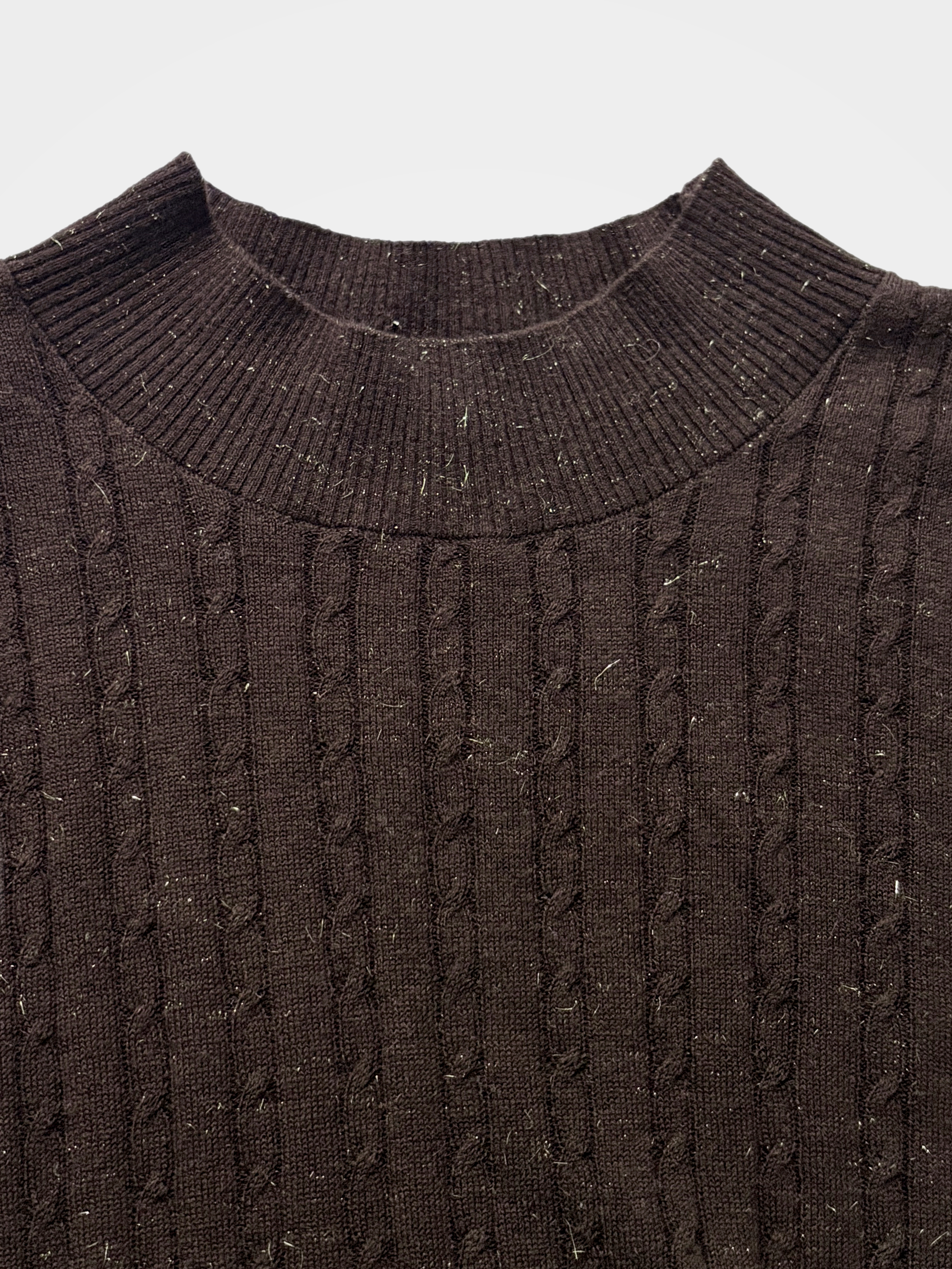 Wool Cashmere Blend Ribbed Metallic Knit Short Sleeve Top