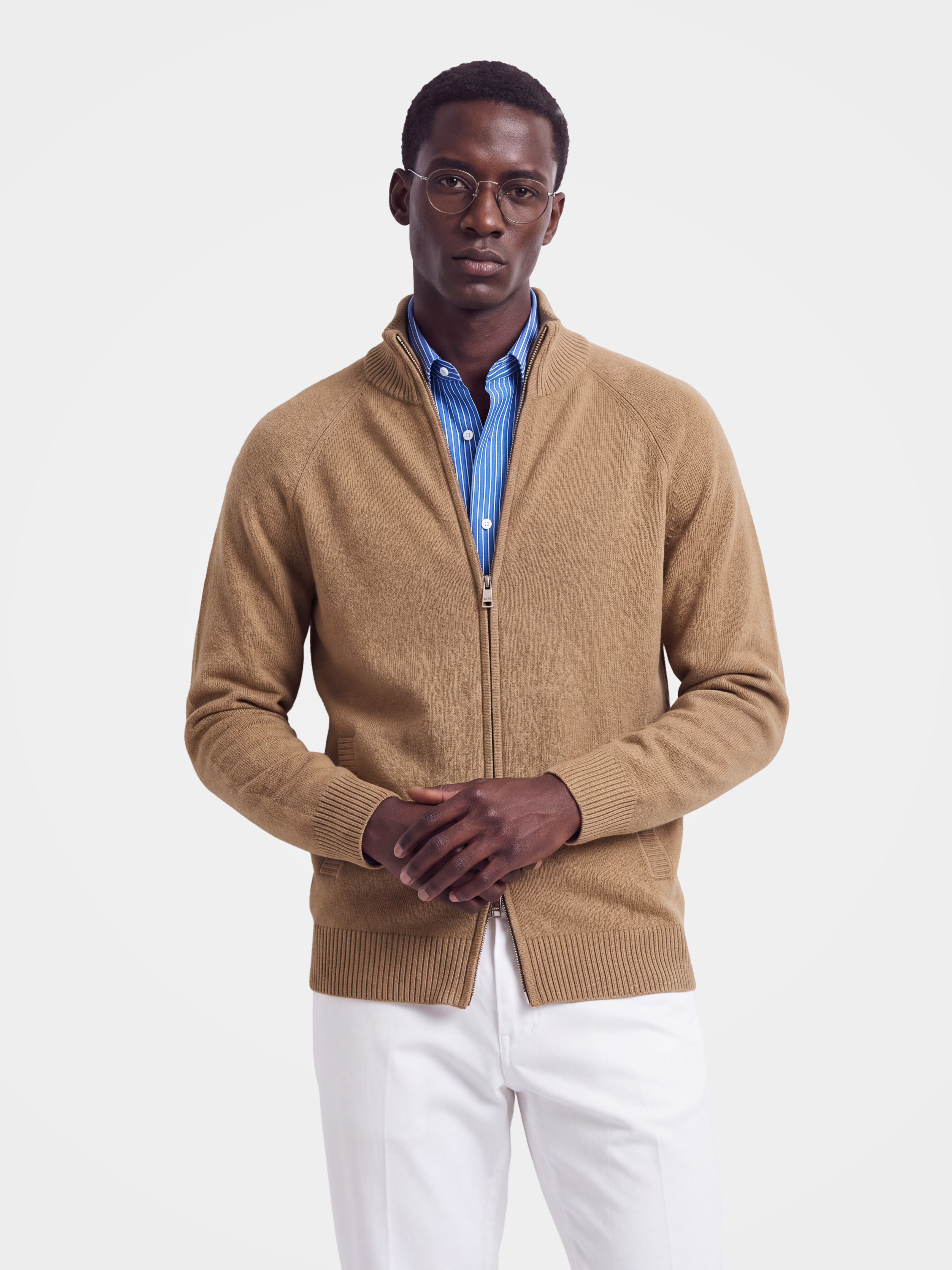Pre-Order | Men's 100% Cashmere Mock Neck Zip Knit Cardigan (10-14 Business Days)