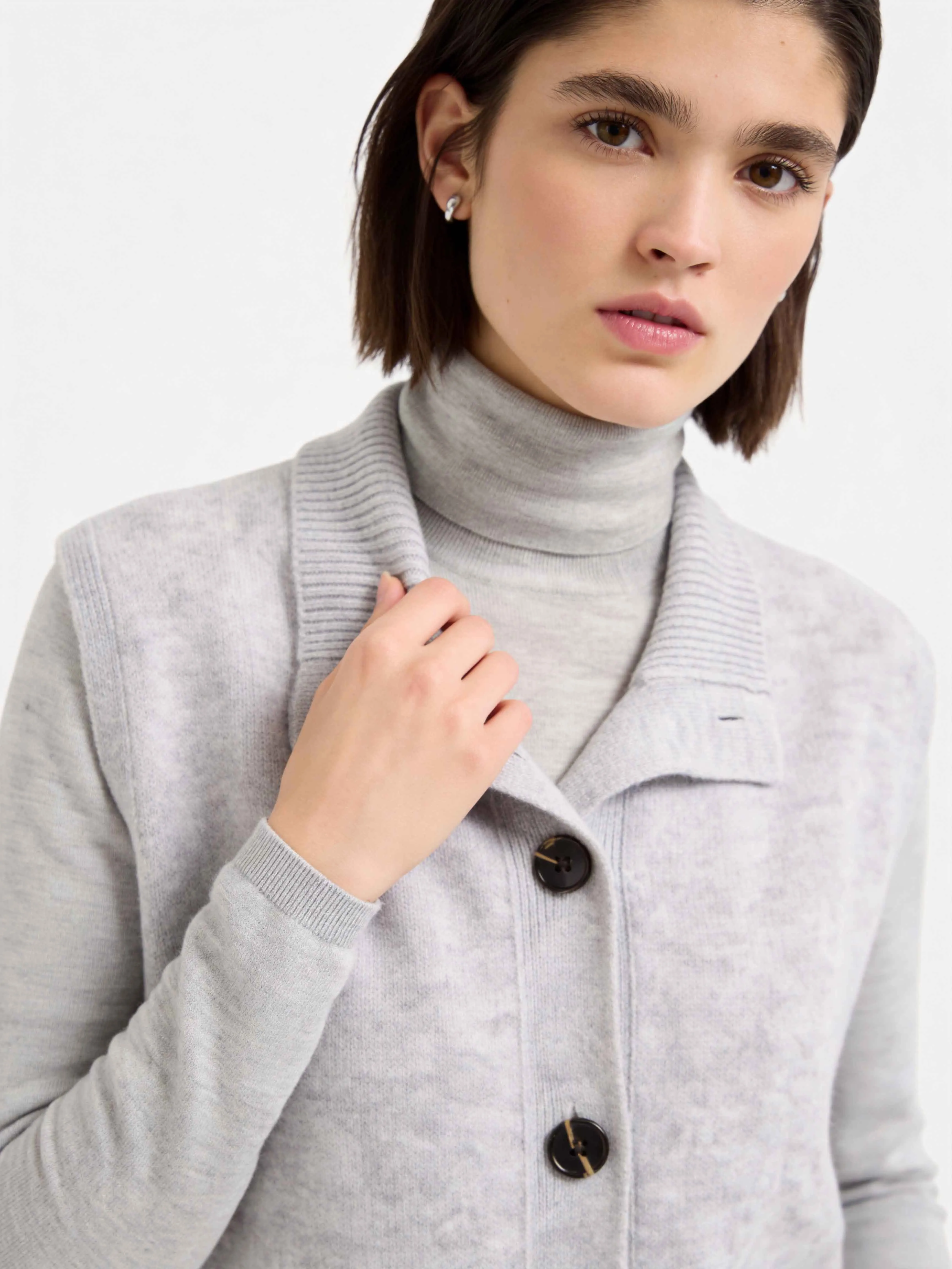 100% Mongolian Cashmere Button Knit Vest Layering Top