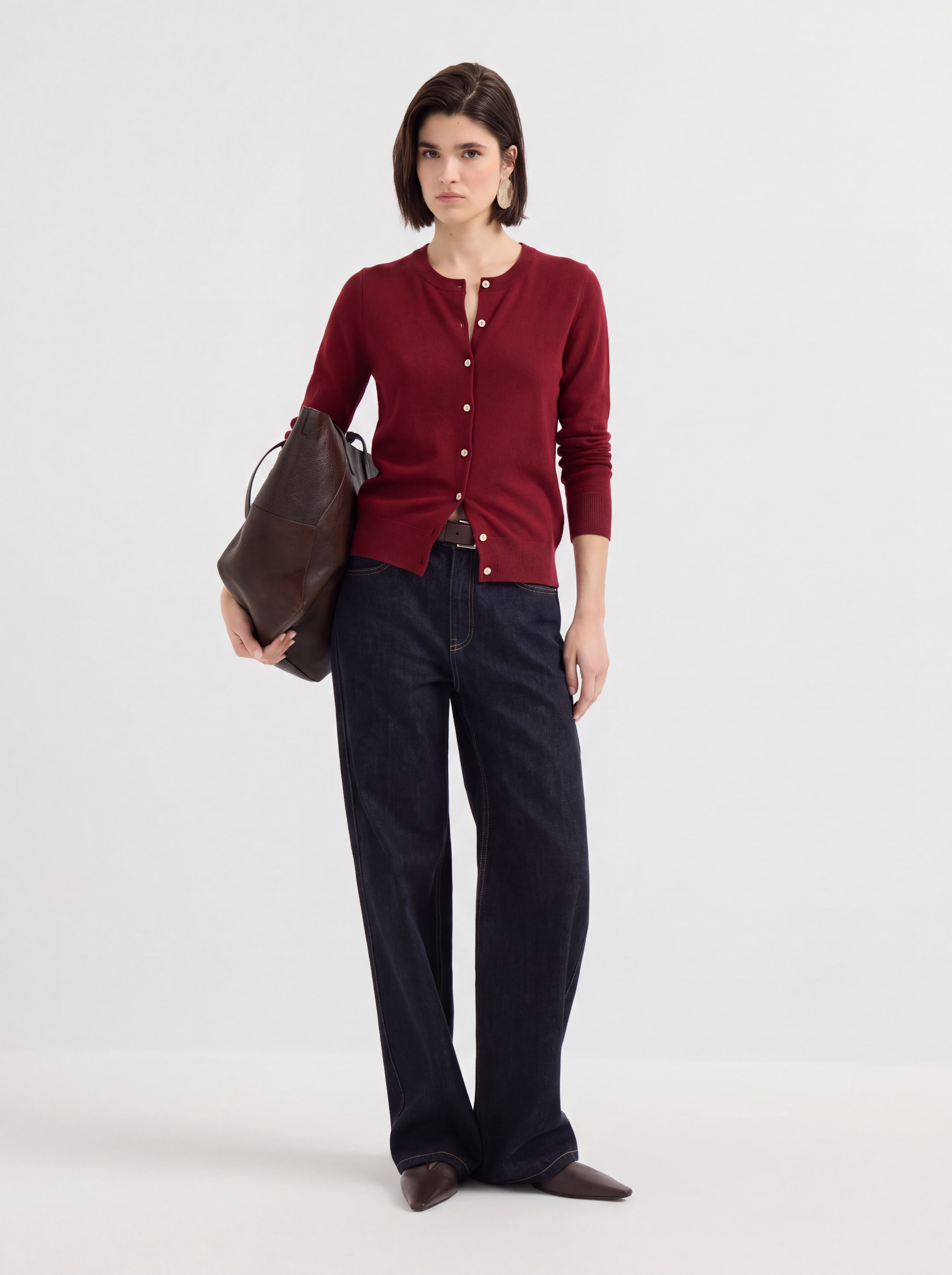 Lightweight 100% Mongolian Cashmere Crew Neck Cardigan