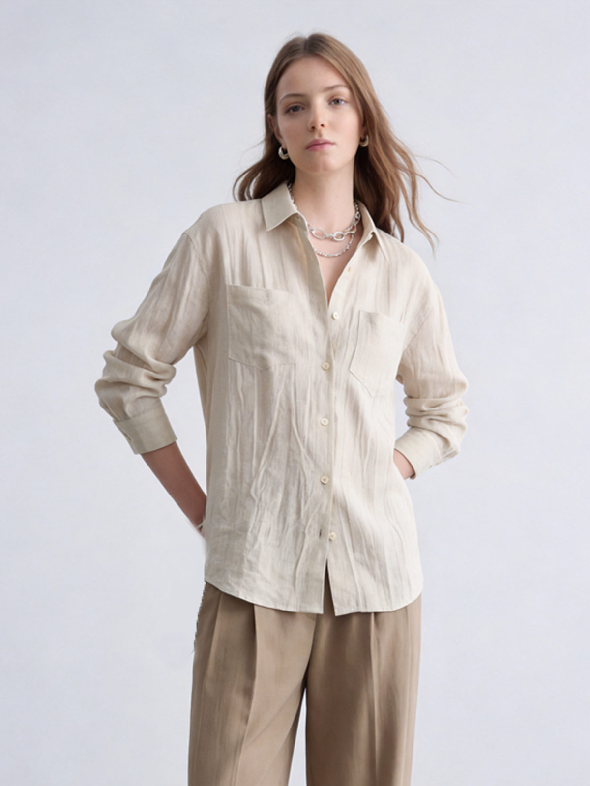 Purple Long Sleeve Linen Shirt