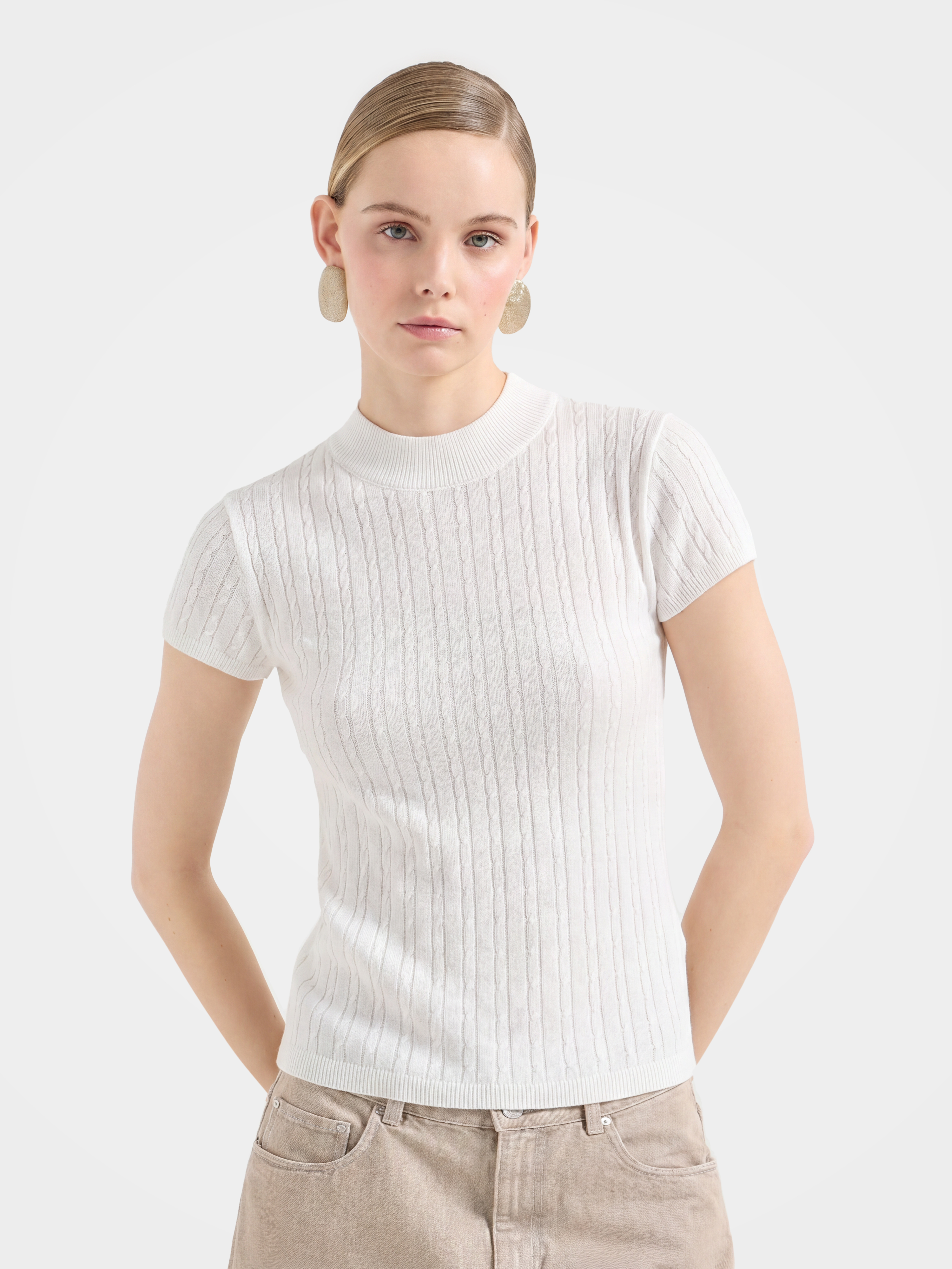 Lightweight Wool Short Sleeve knit Top