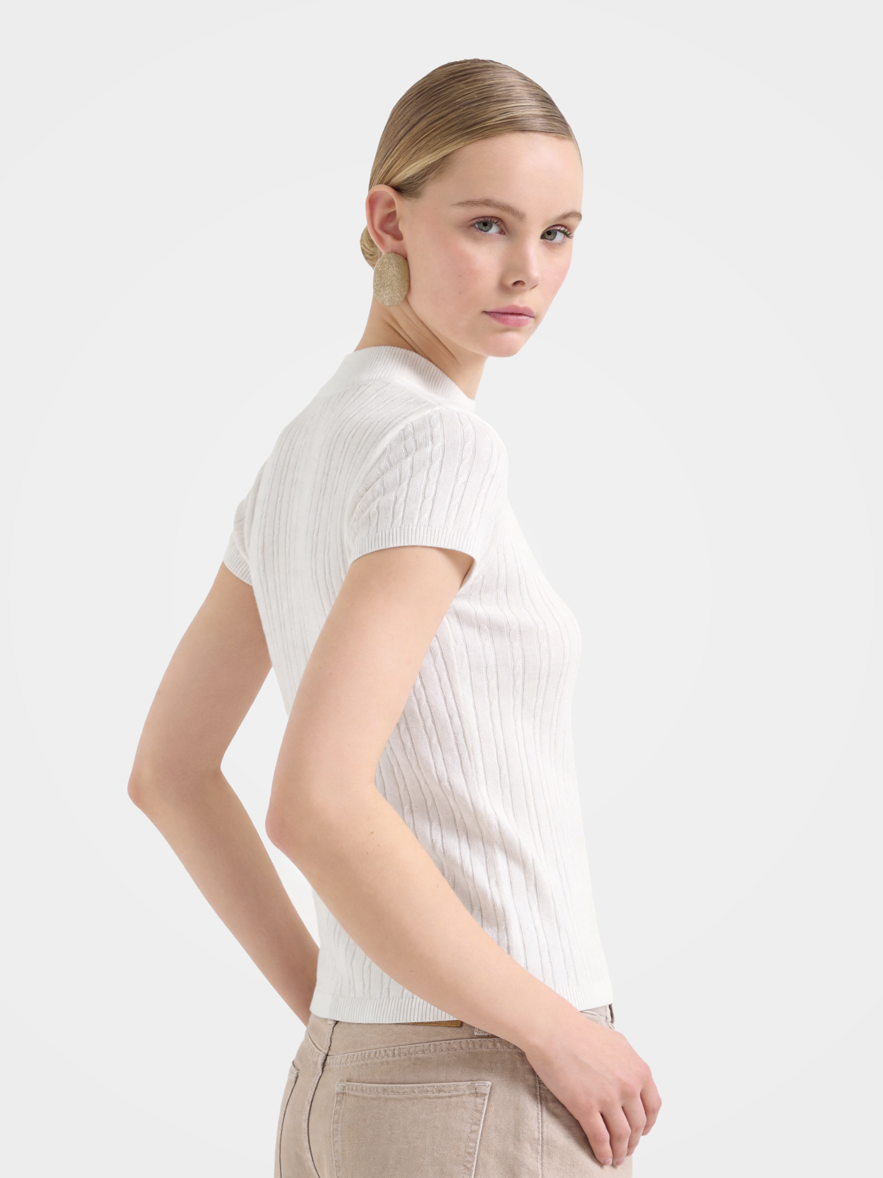 Lightweight Wool Short Sleeve knit Top
