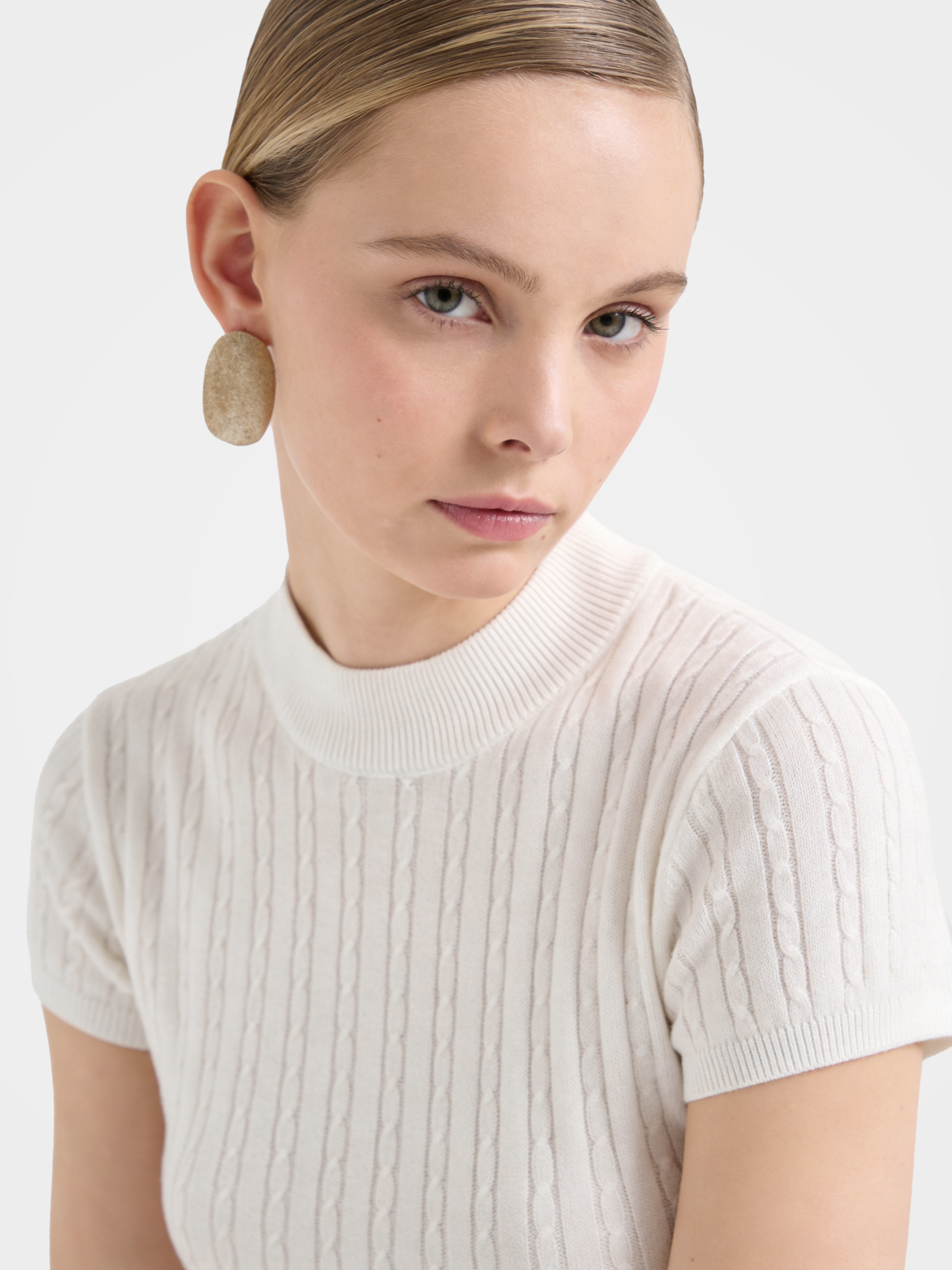 Lightweight Wool Short Sleeve knit Top