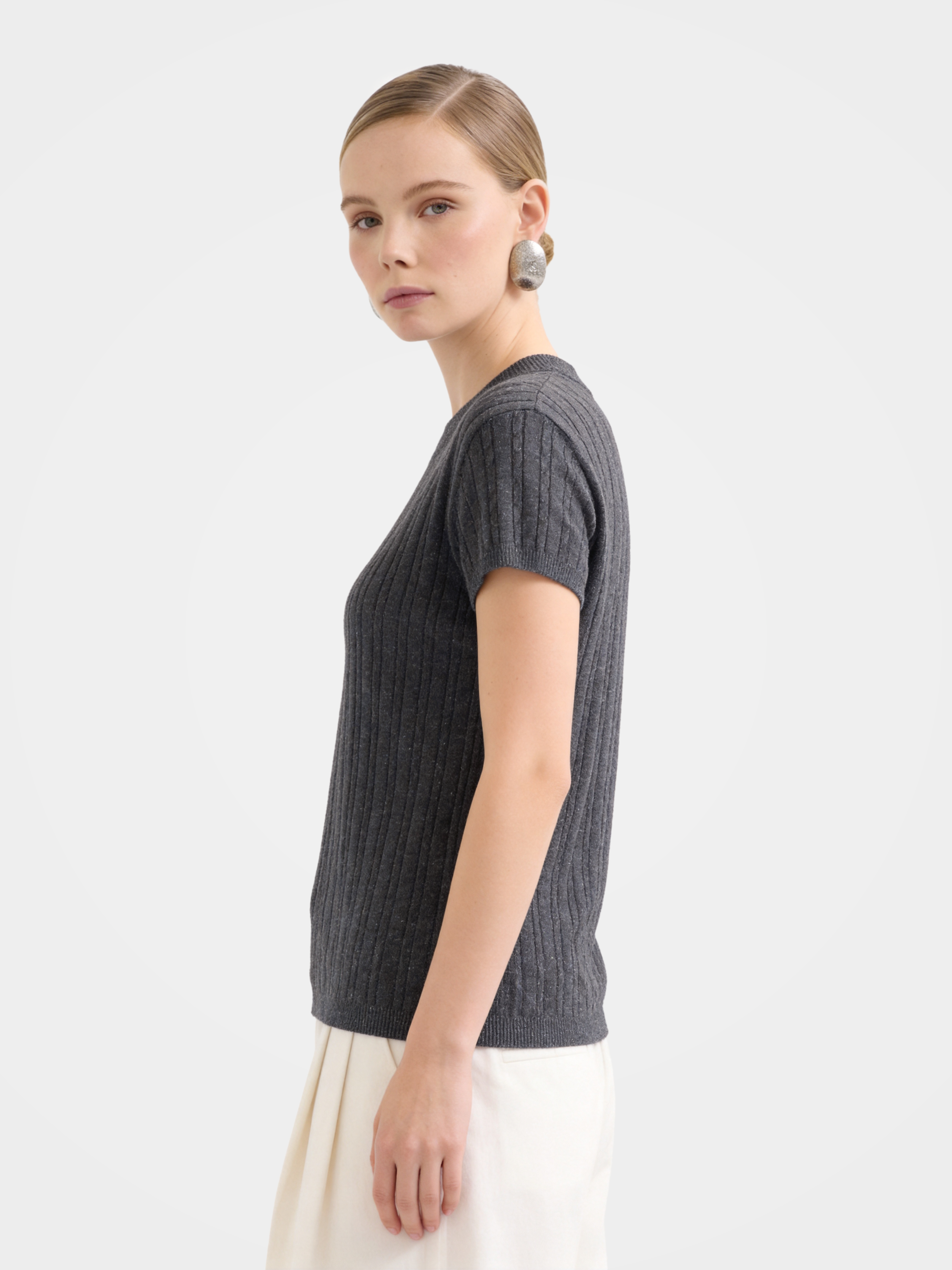 Lightweight Wool Short Sleeve knit Top