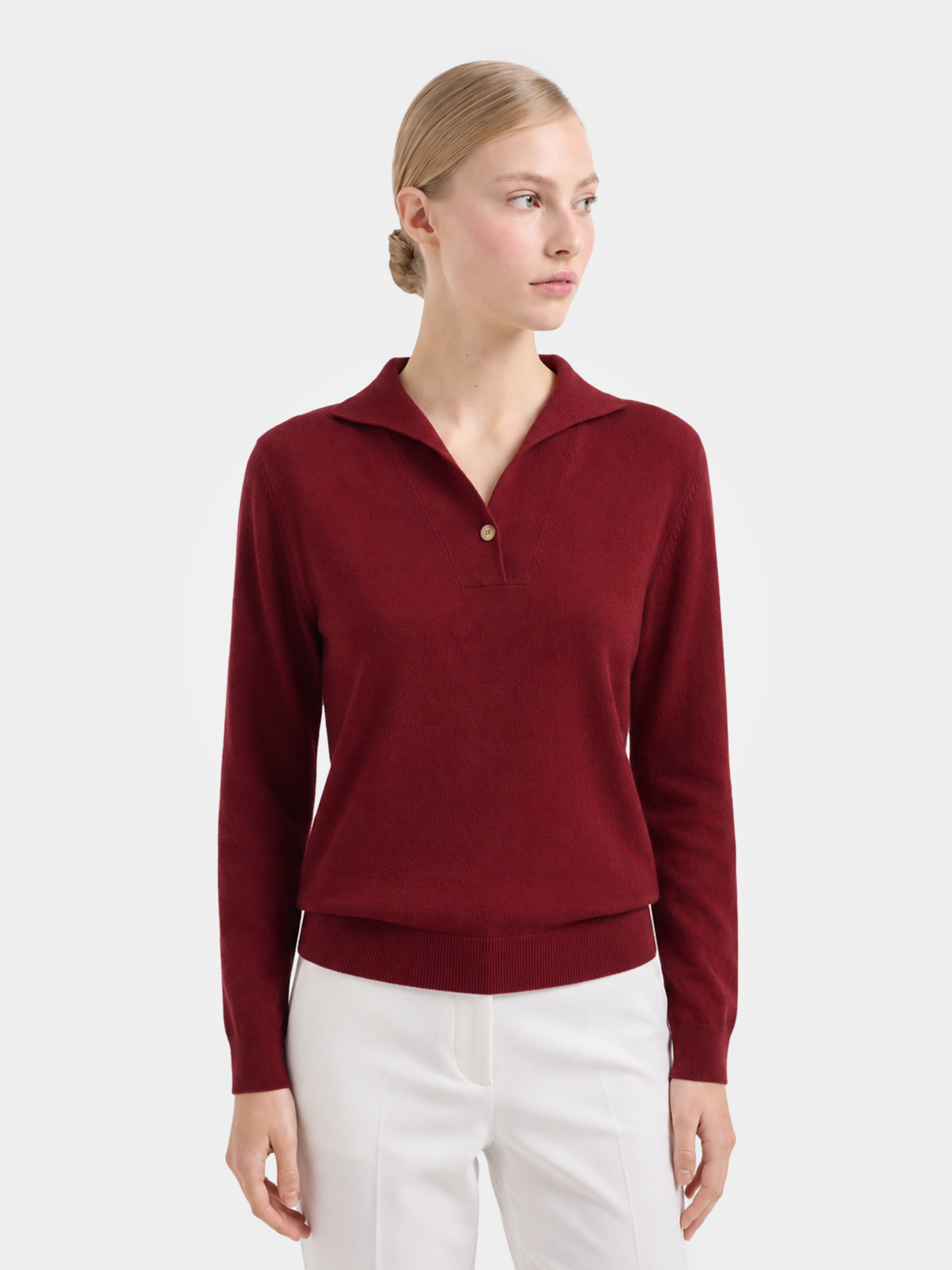Pre-Order | 100% Cashmere Polo Sweater Soft Knit Pullover (10-14 Business Days)