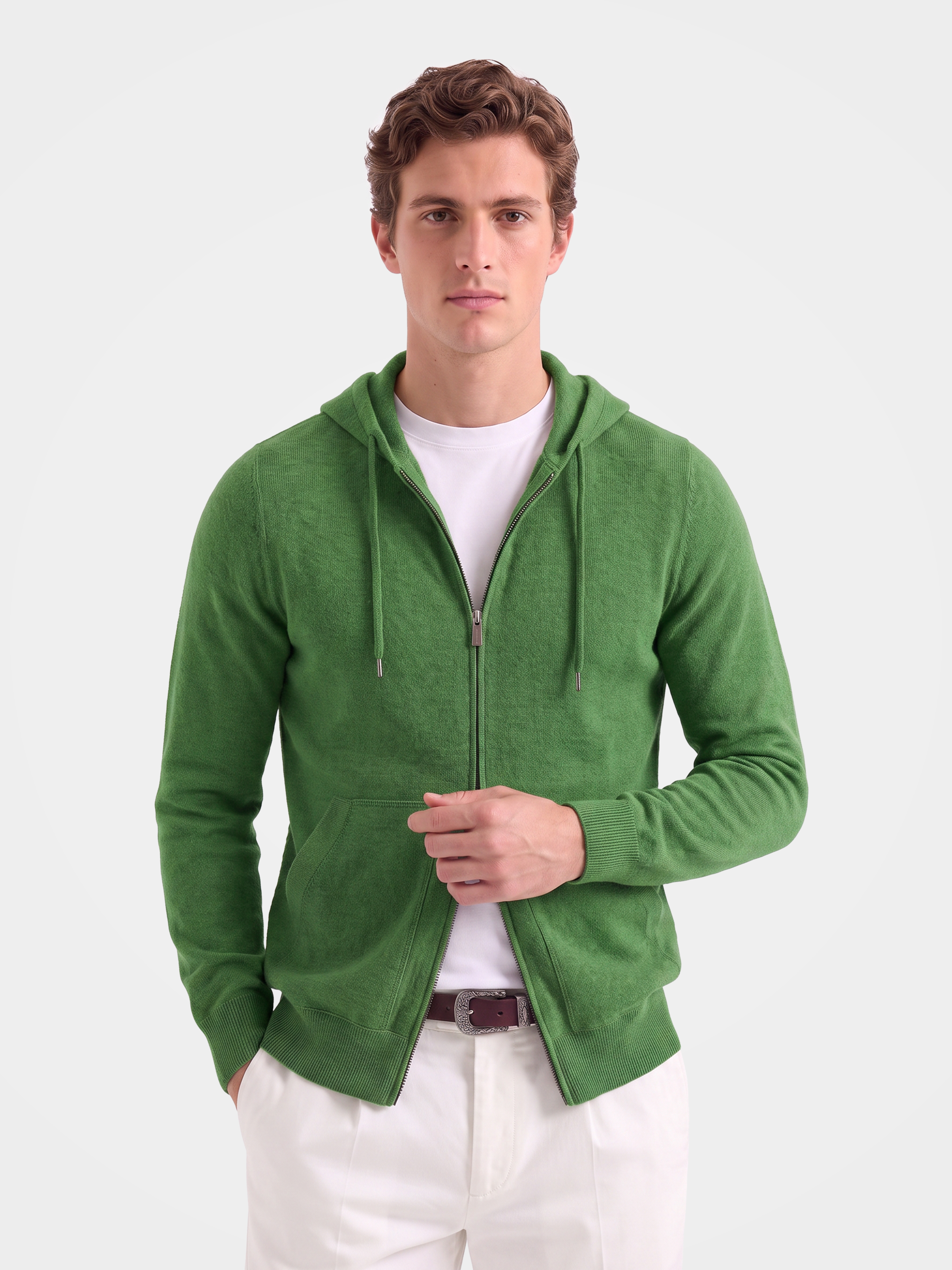 Pre-Order | Men's 100% Cashmere Hooded Full-Zip Cardigan (10-14 Business Days)