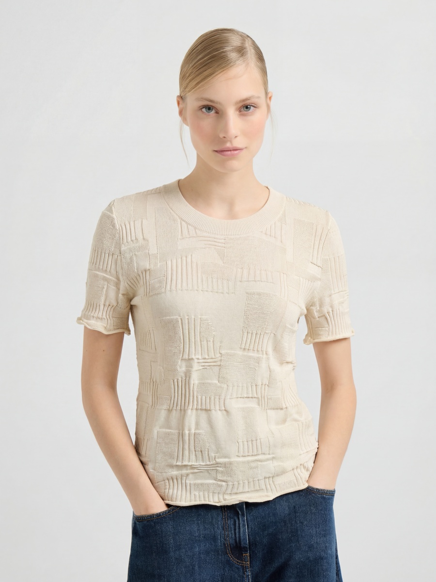 Cotton Short Sleeve Plaid Knit Top – Soft Lightweight Cotton Sweater, Casual Plaid Summer Top