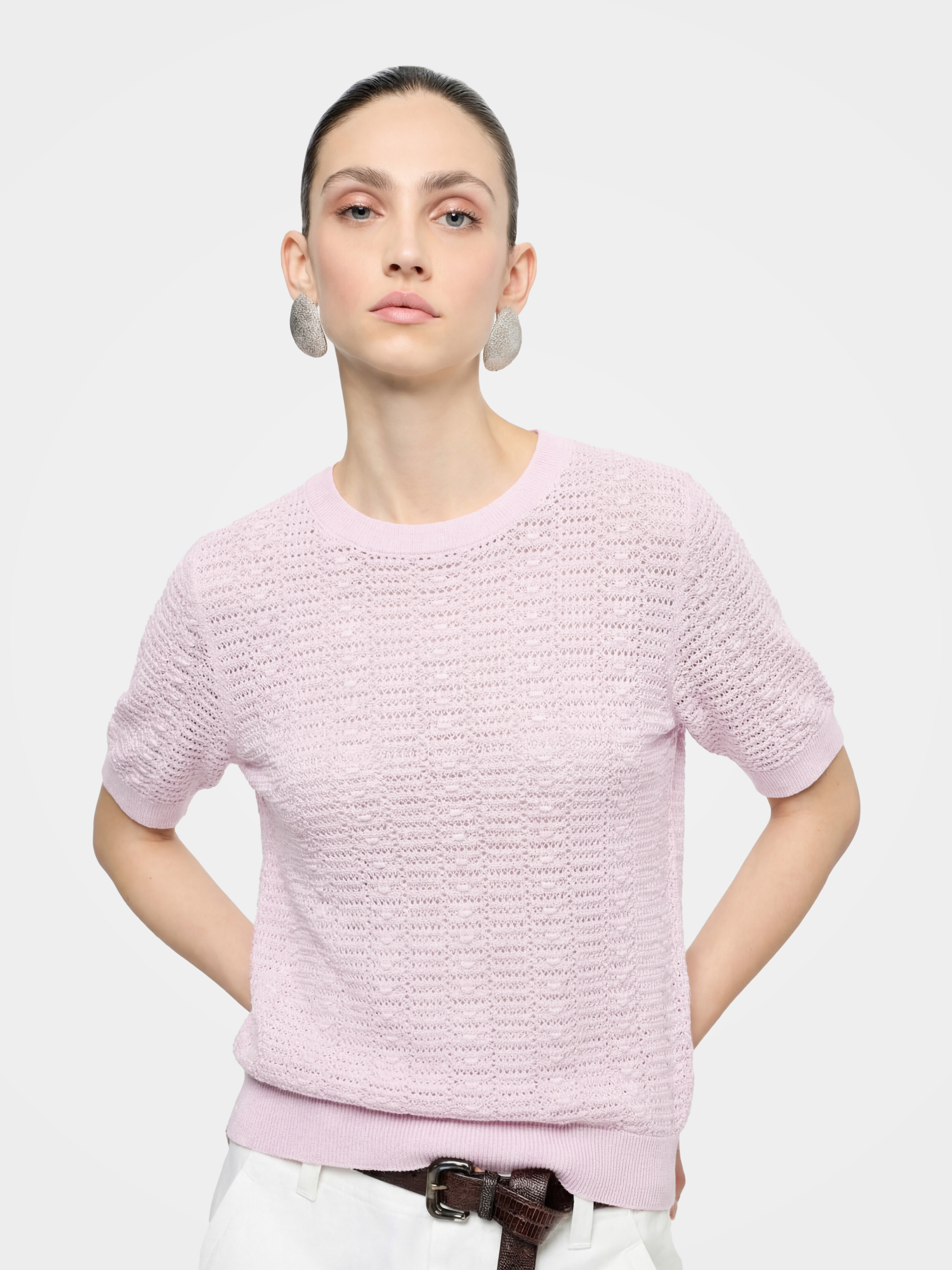 Airy Cotton Silk Blend Textured Summer Pullover