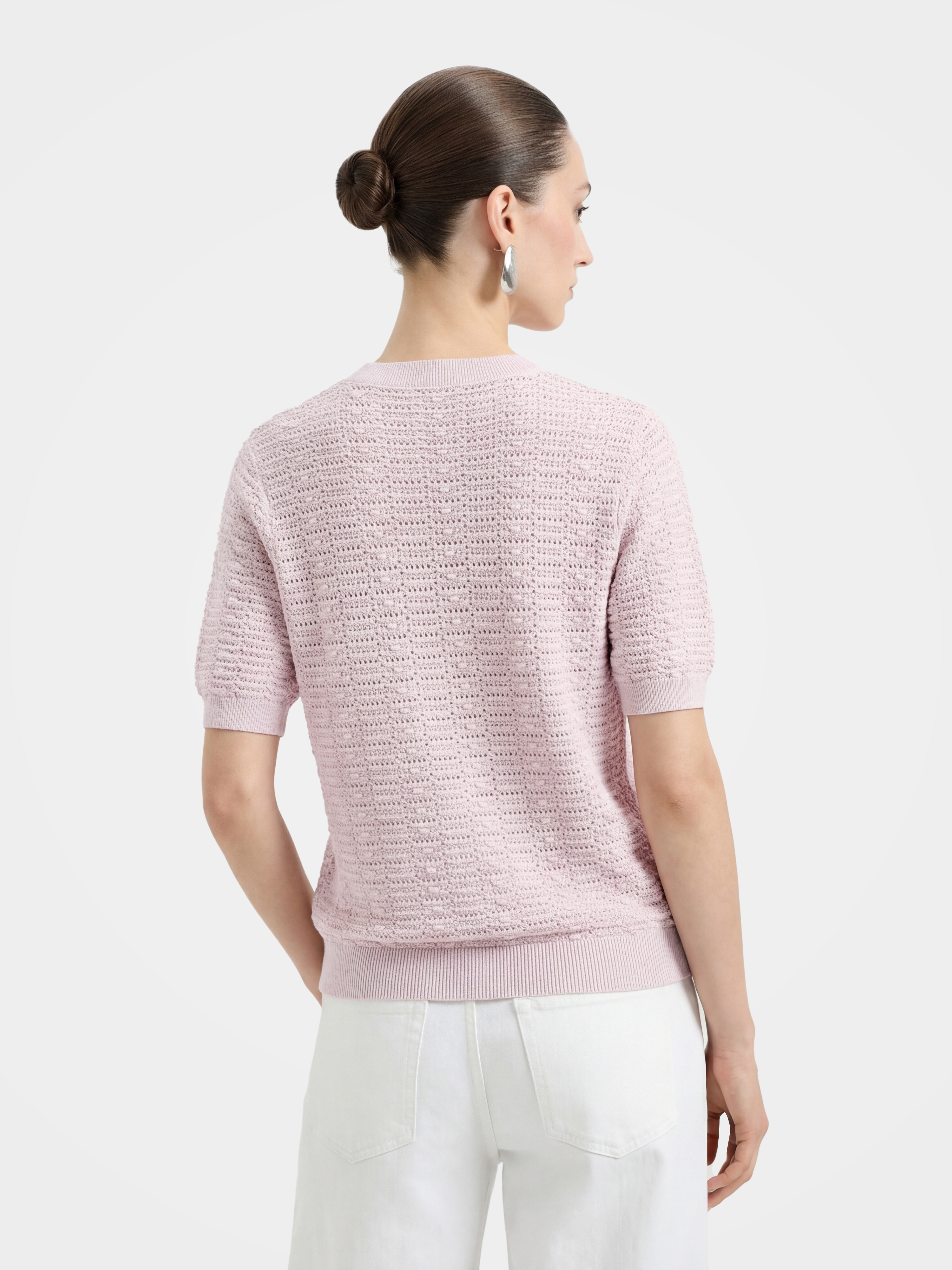 Airy Cotton Silk Blend Textured Summer Pullover