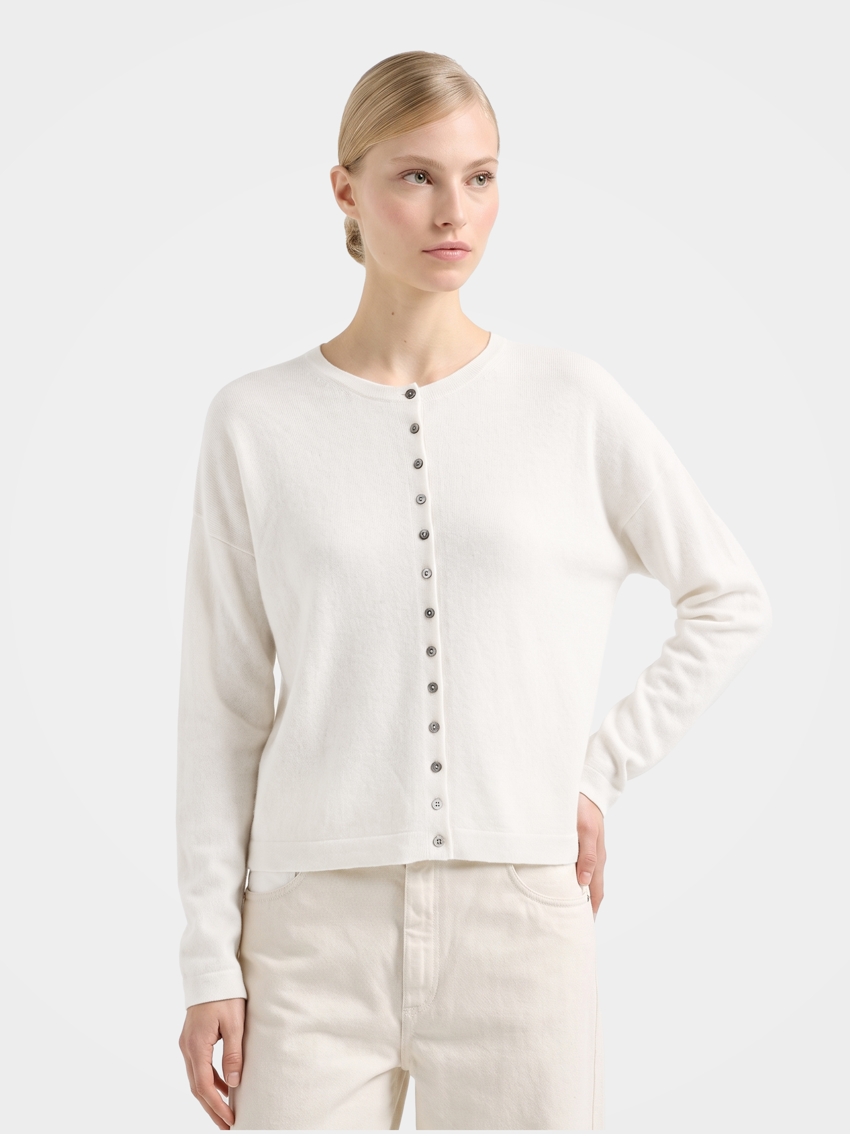 Soft 100% Mongolia Cashmere Crew Neck Cardigan