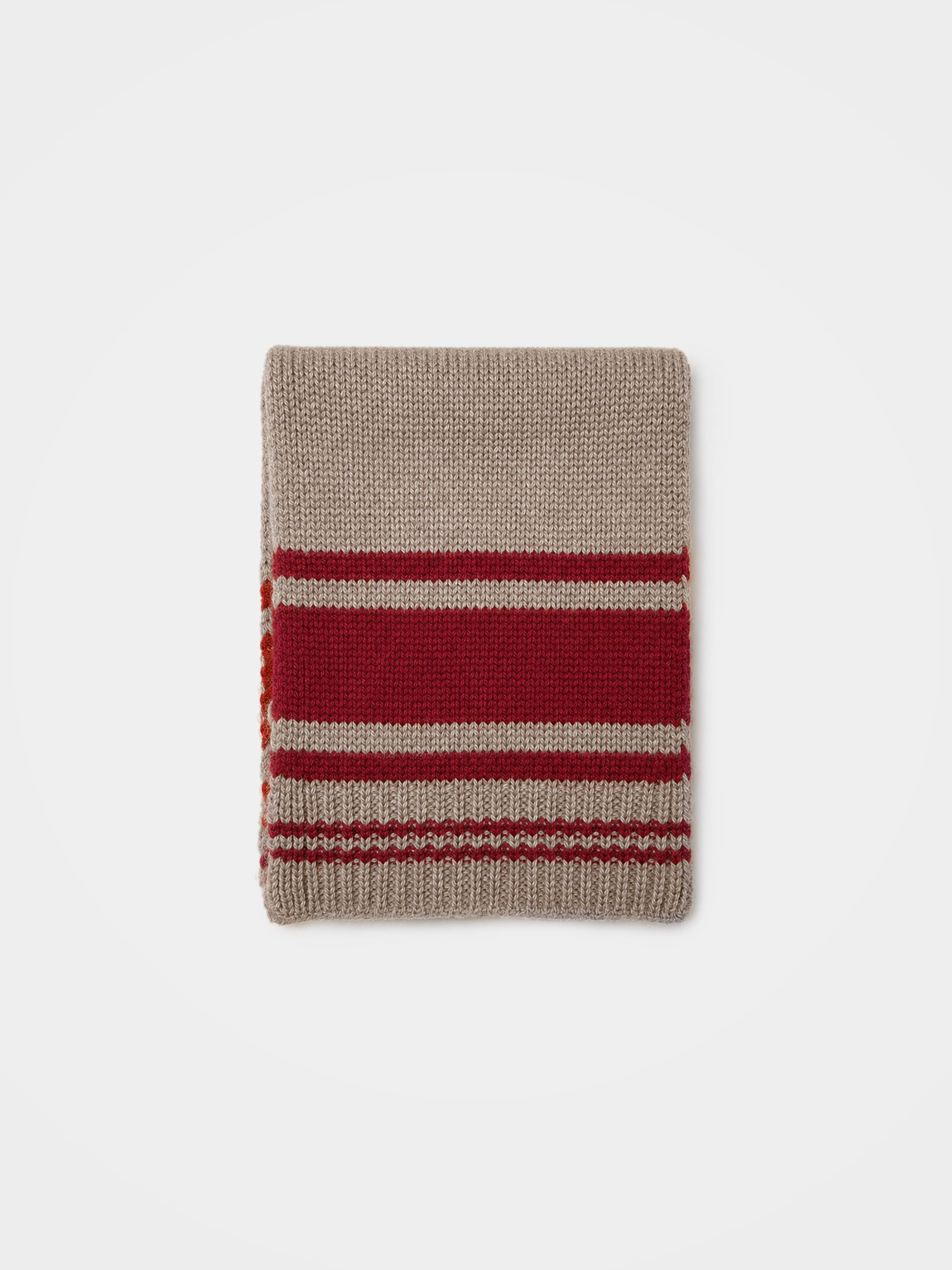 100% Cashmere Knit Stripe Fringe Long Scarf