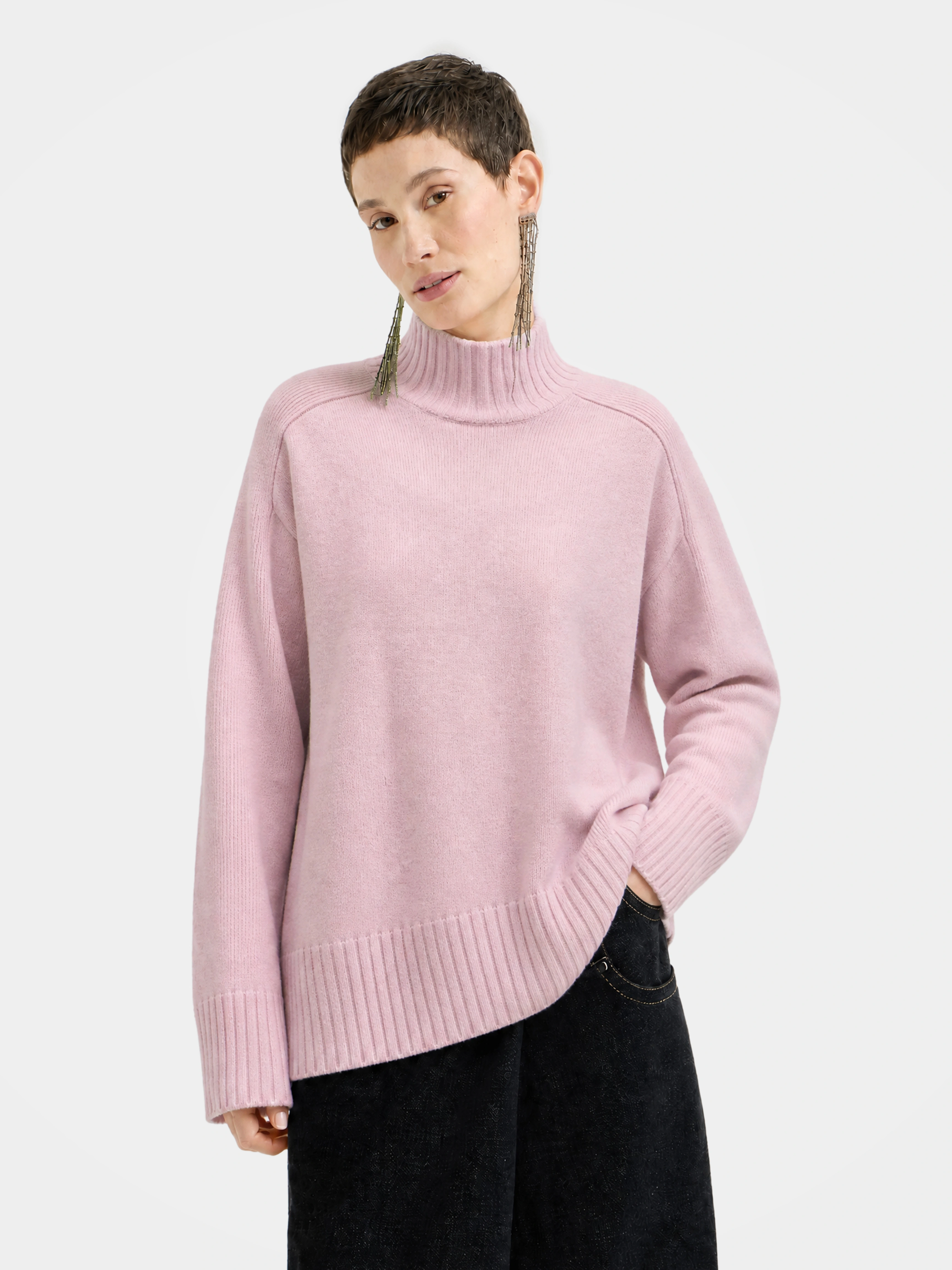 Pre-Order | 100% Cashmere Mock Neck Sweater Soft Relaxed Fit Knit (10-14 Business Days)