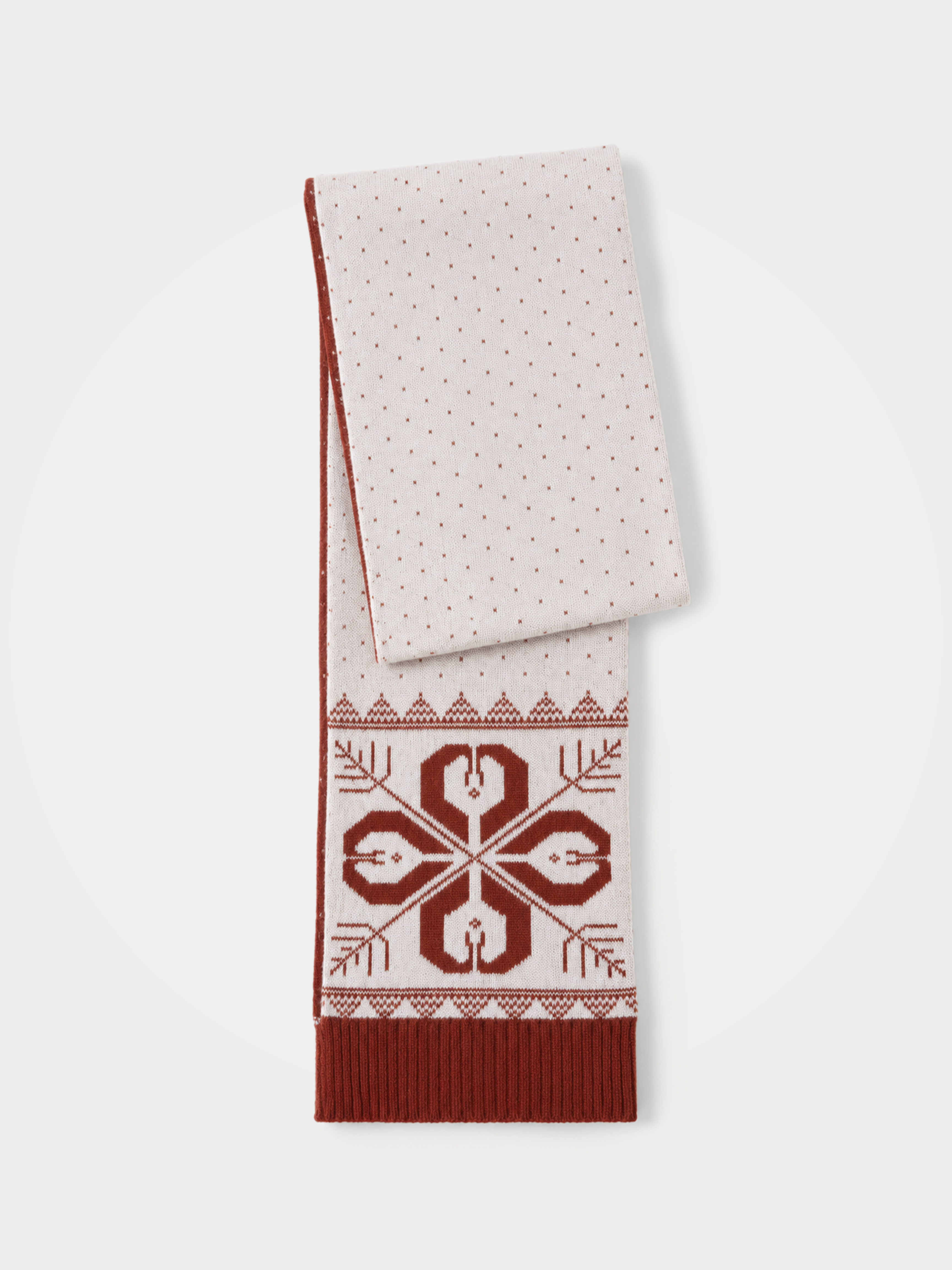 100% Cashmere Fair Isle Rectangle Knit Scarf 