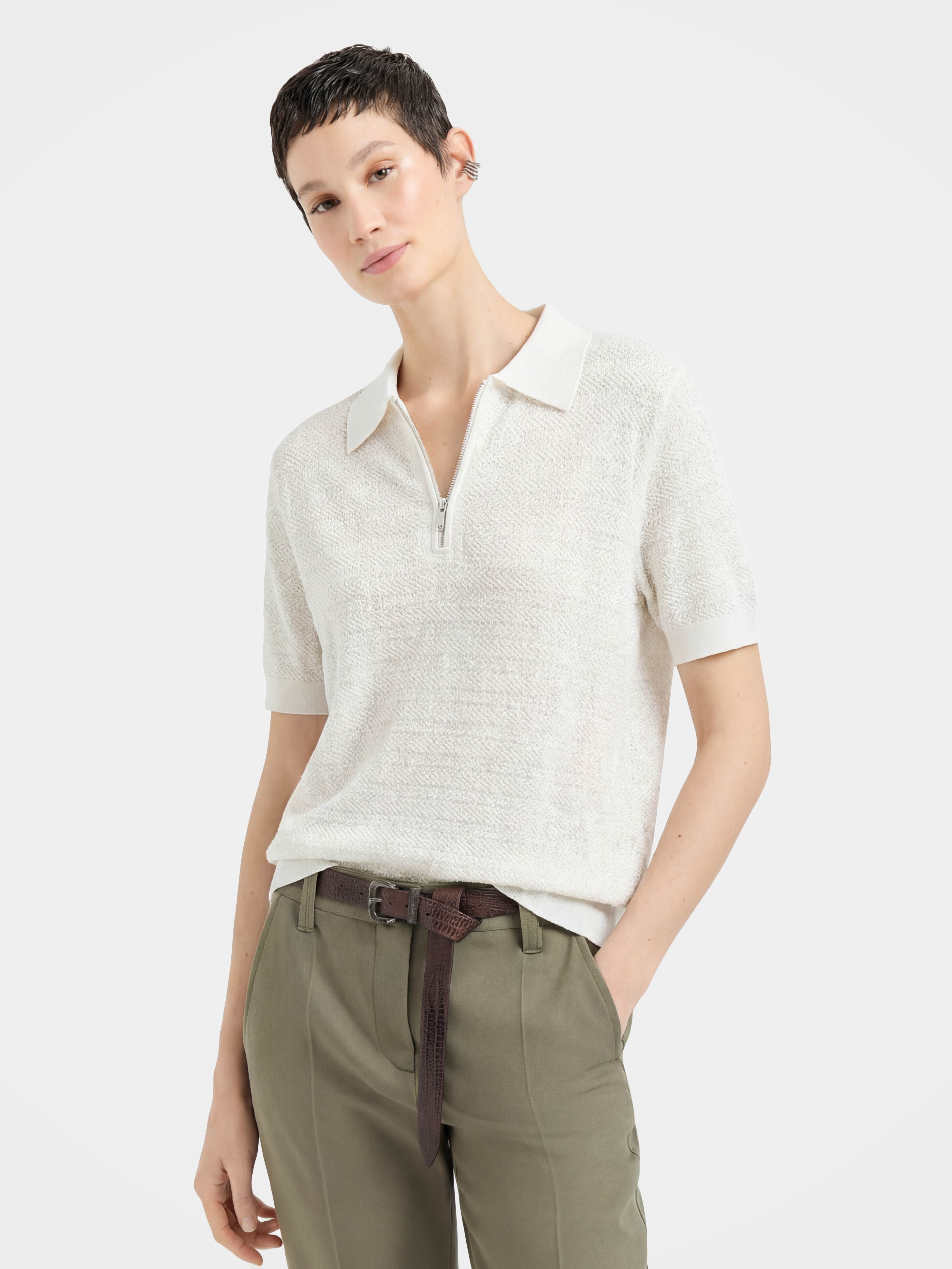 Lightweight Half Zip Short Sleeve Knit Pullover