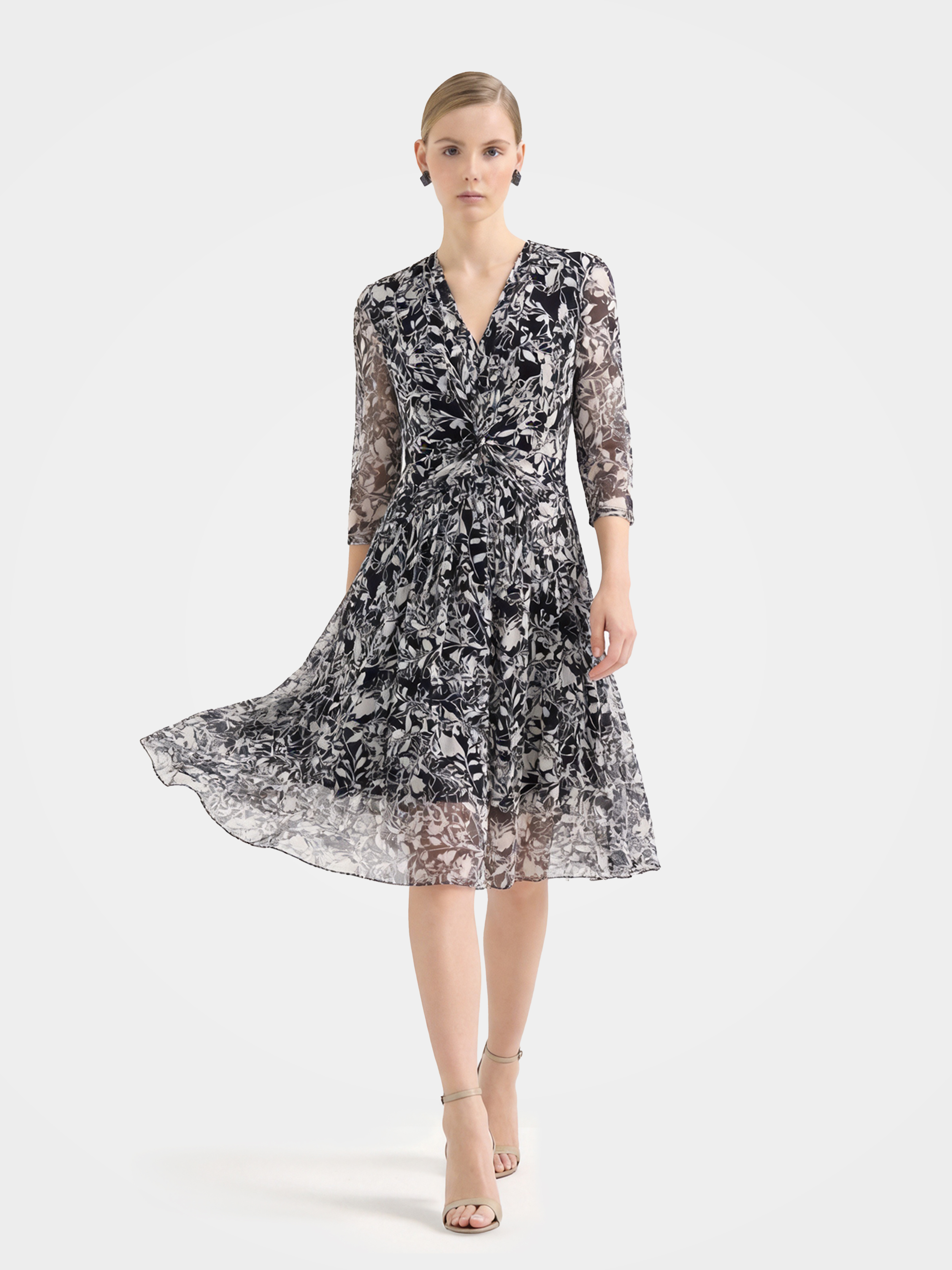 Breathable Mulberry Silk Printed Midi-Length Dress