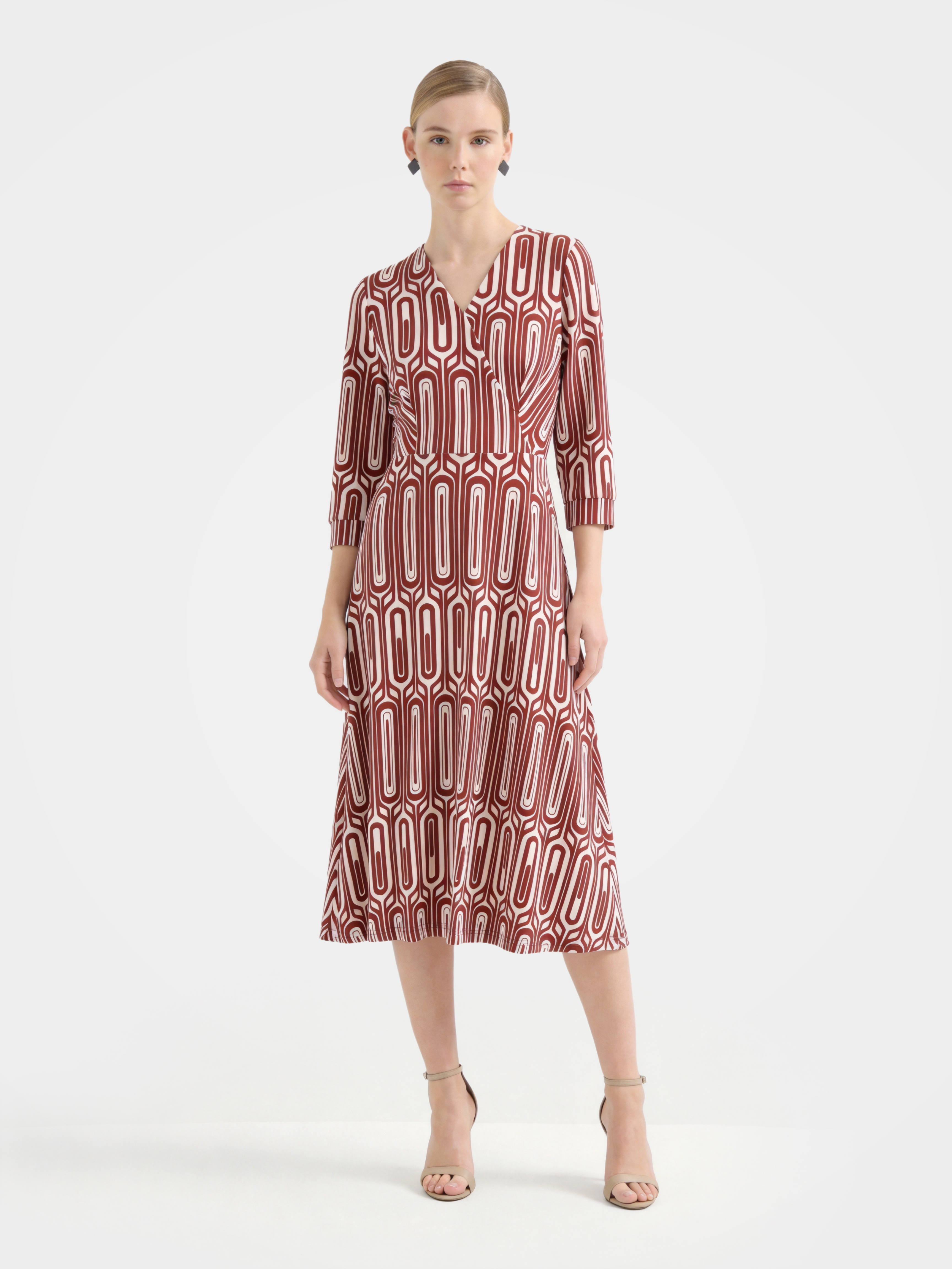 Luxurious 100% Mulberry Silk Printed Midi Dress