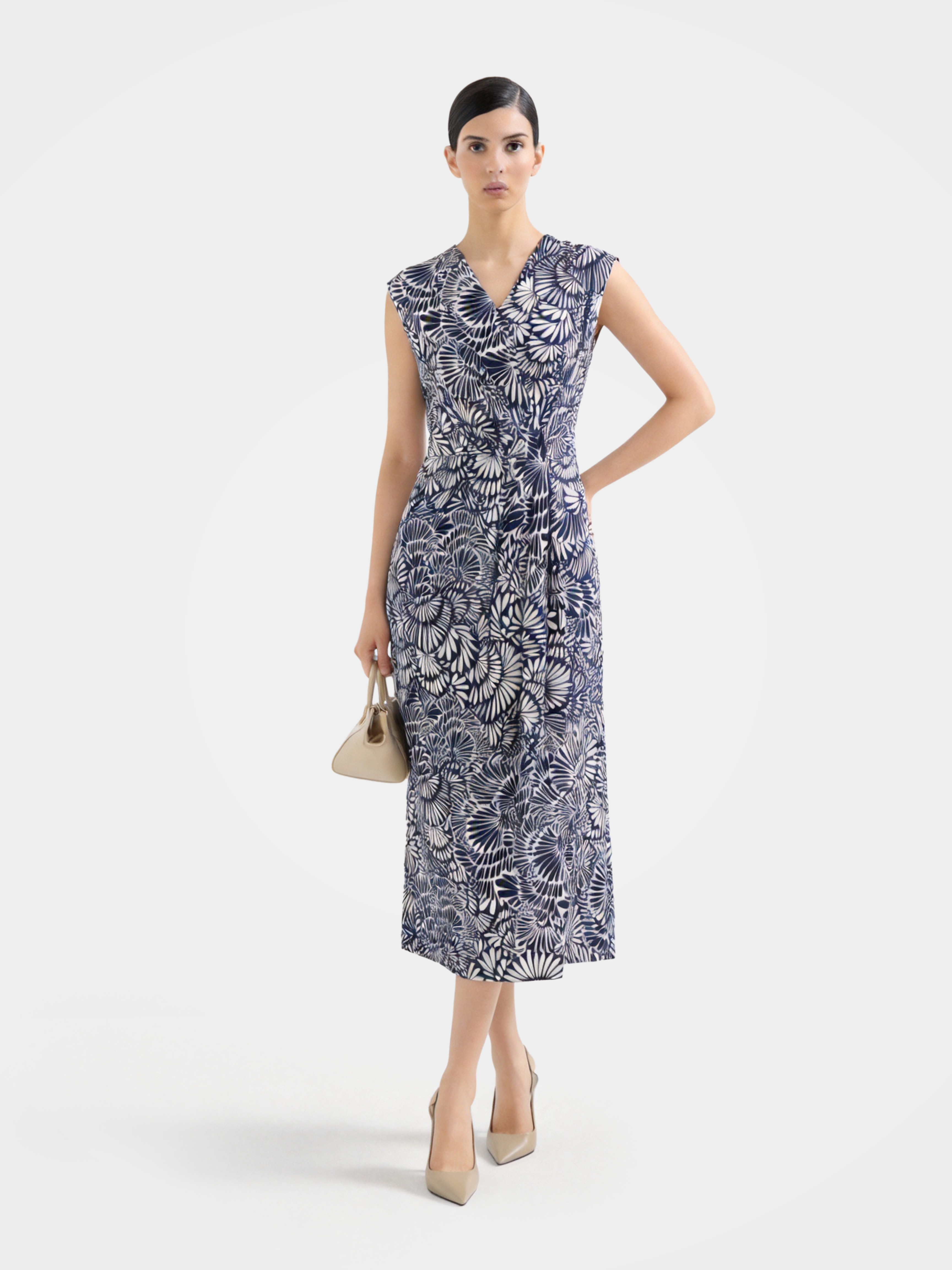 Luxury 100% Mulberry Silk Floral Wrap Midi Dress