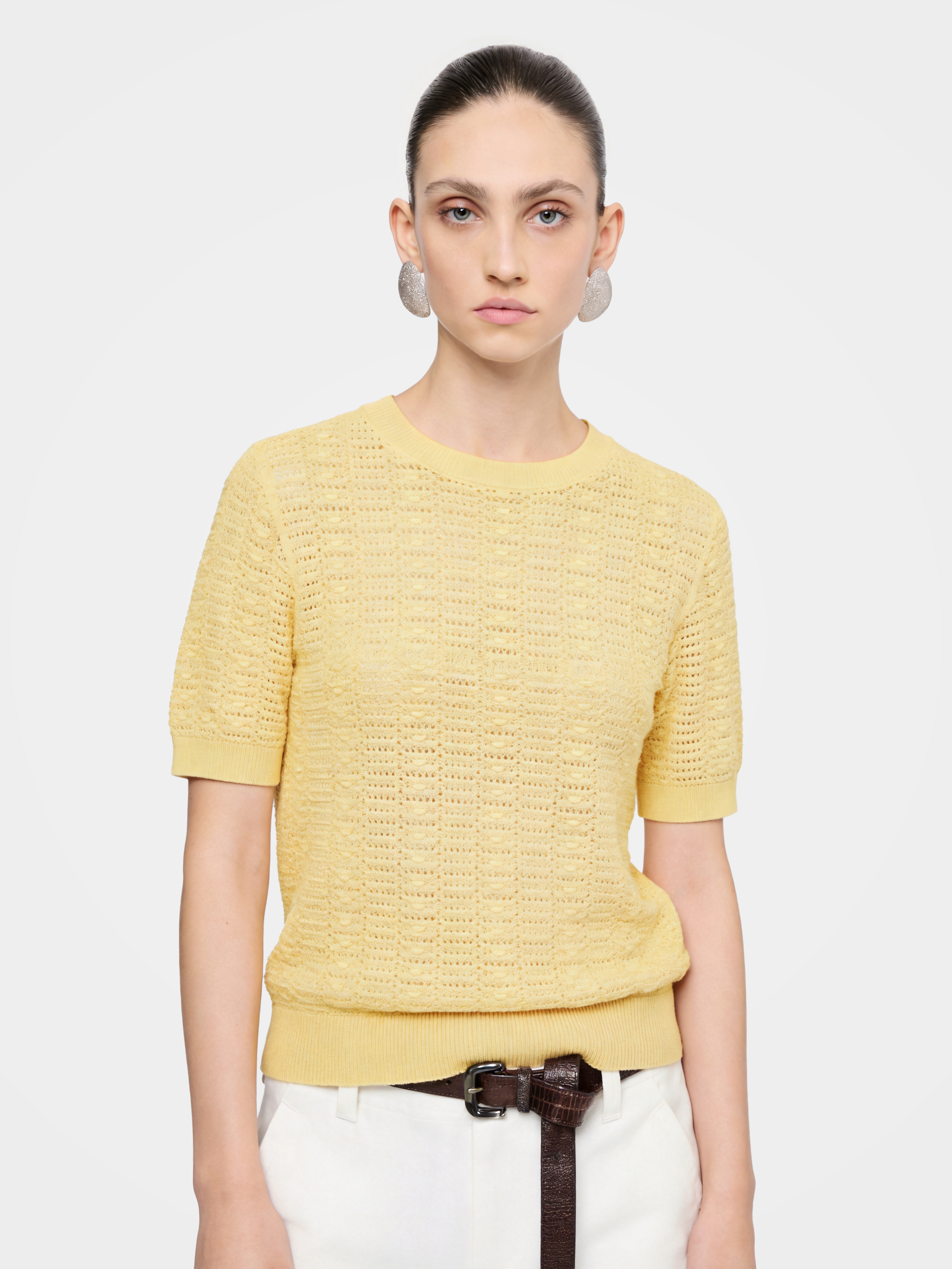 Airy Cotton Silk Blend Textured Summer Pullover