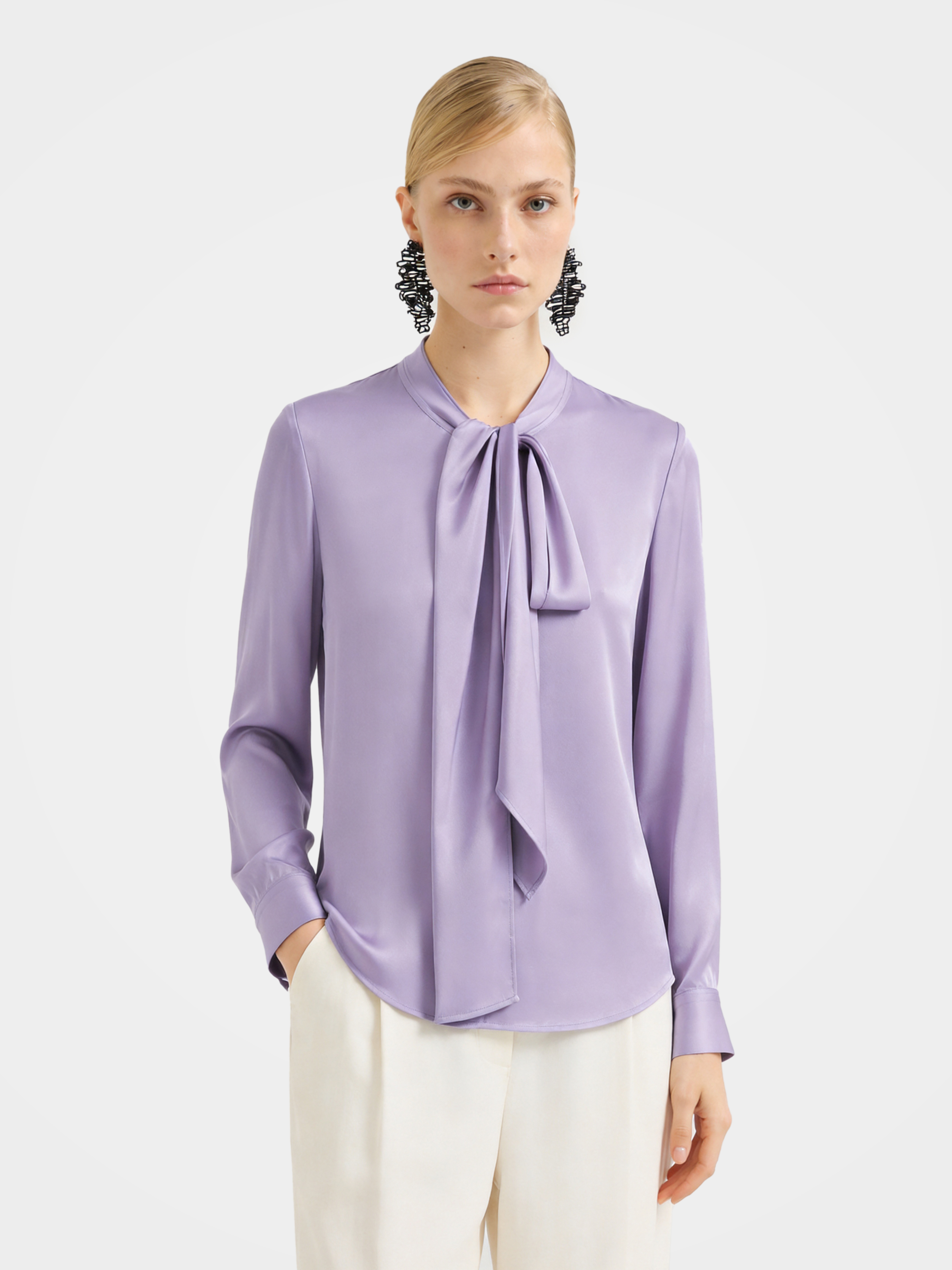 Regular Draped Long Sleeve Mulberry Silk Shirt