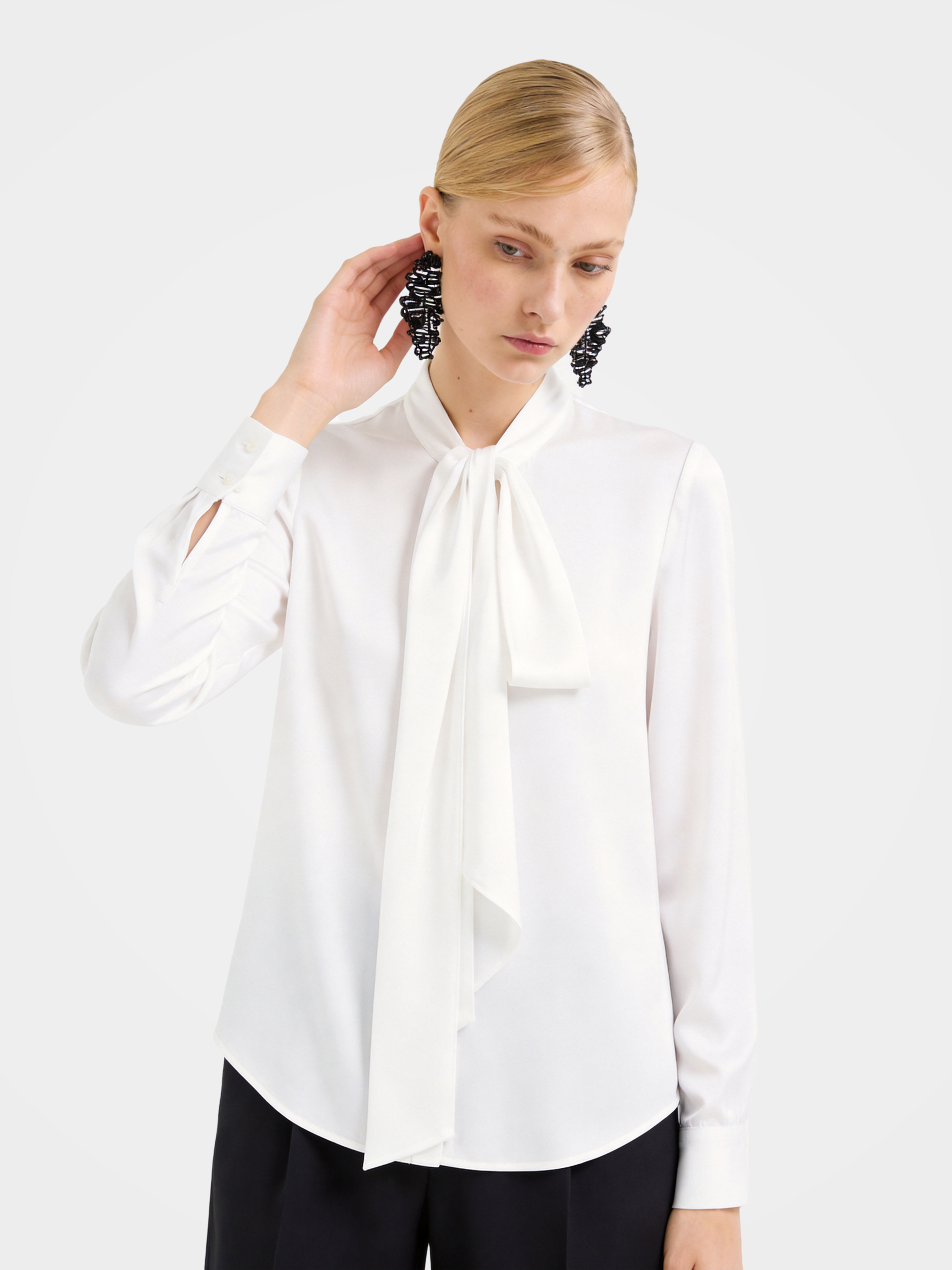 Regular Draped Long Sleeve Mulberry Silk Shirt