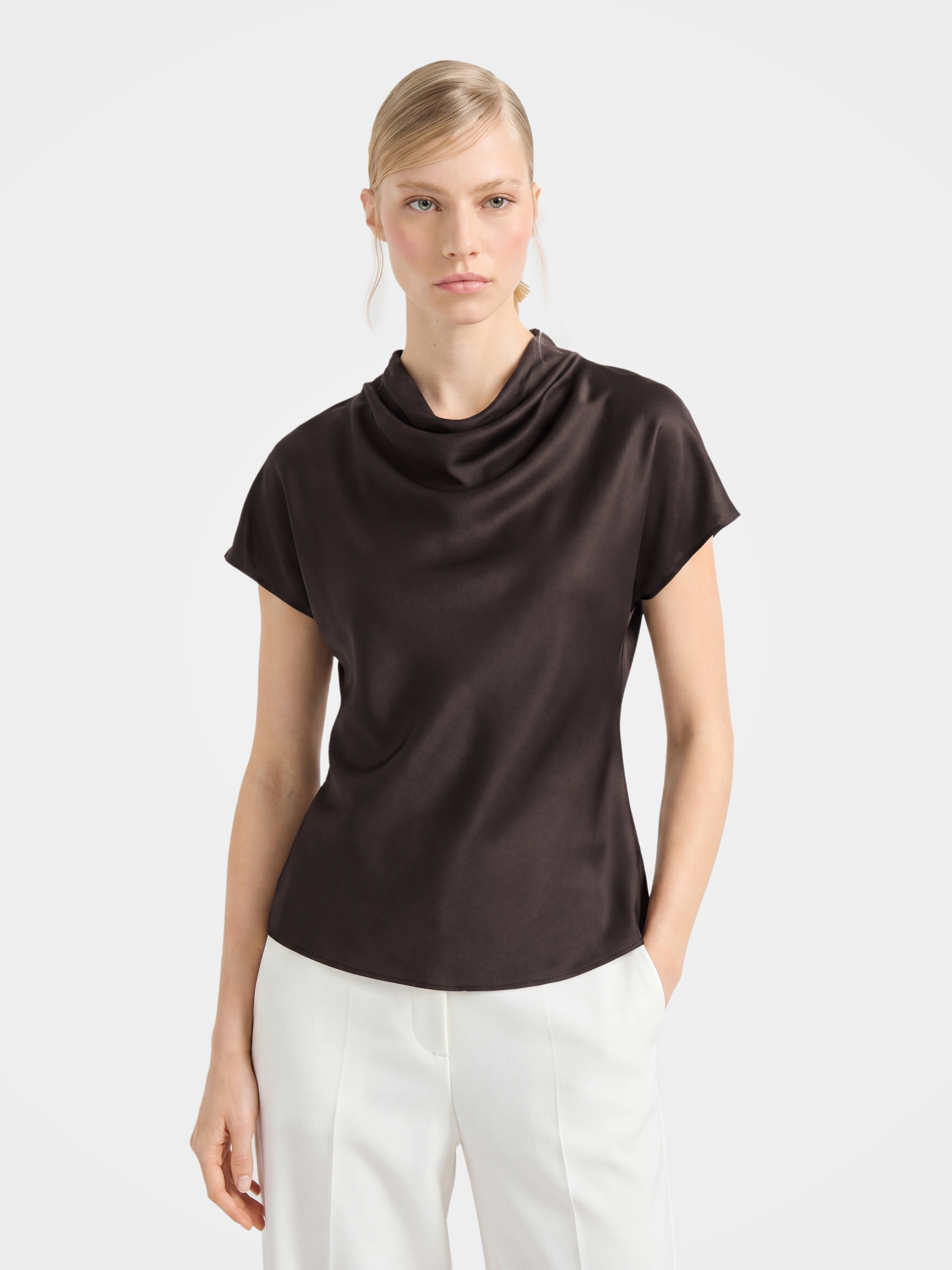Lightweight Short Sleeve Silk Top -Pullover for Summer