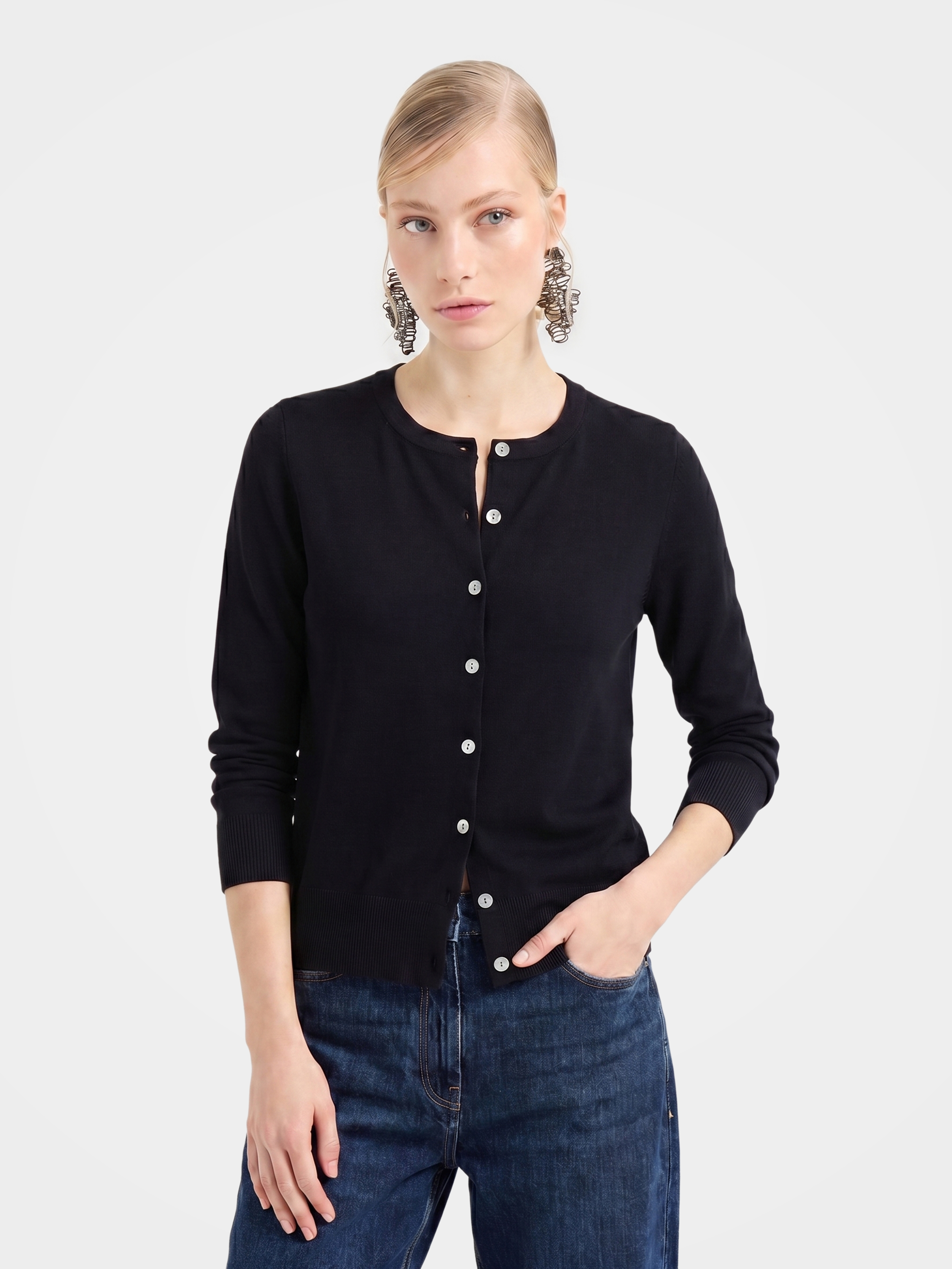 100% Cashmere Crew Neck Long Sleeve Cardigan