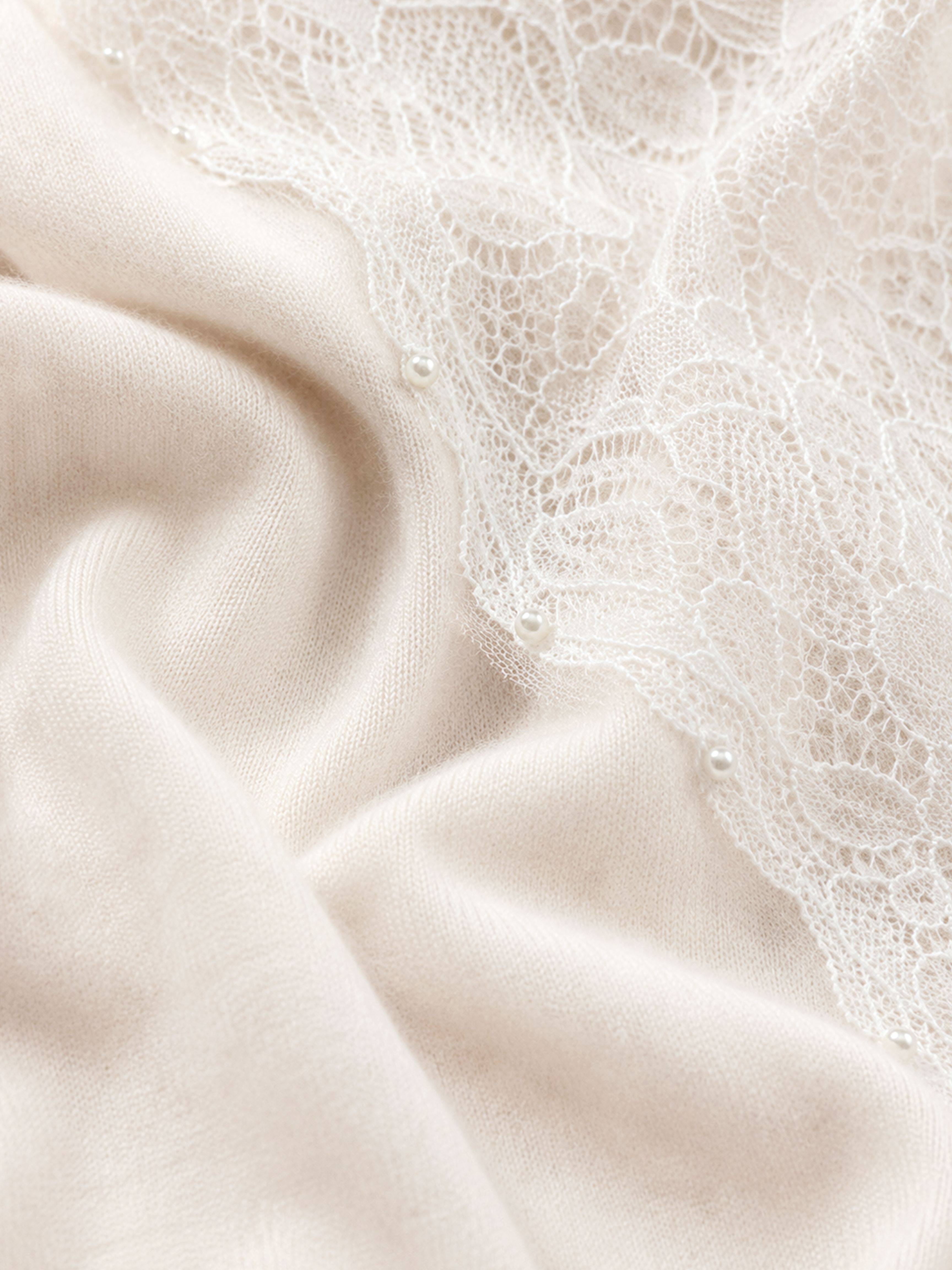 Feminine 100% Cashmere Lace Trim Scarf
