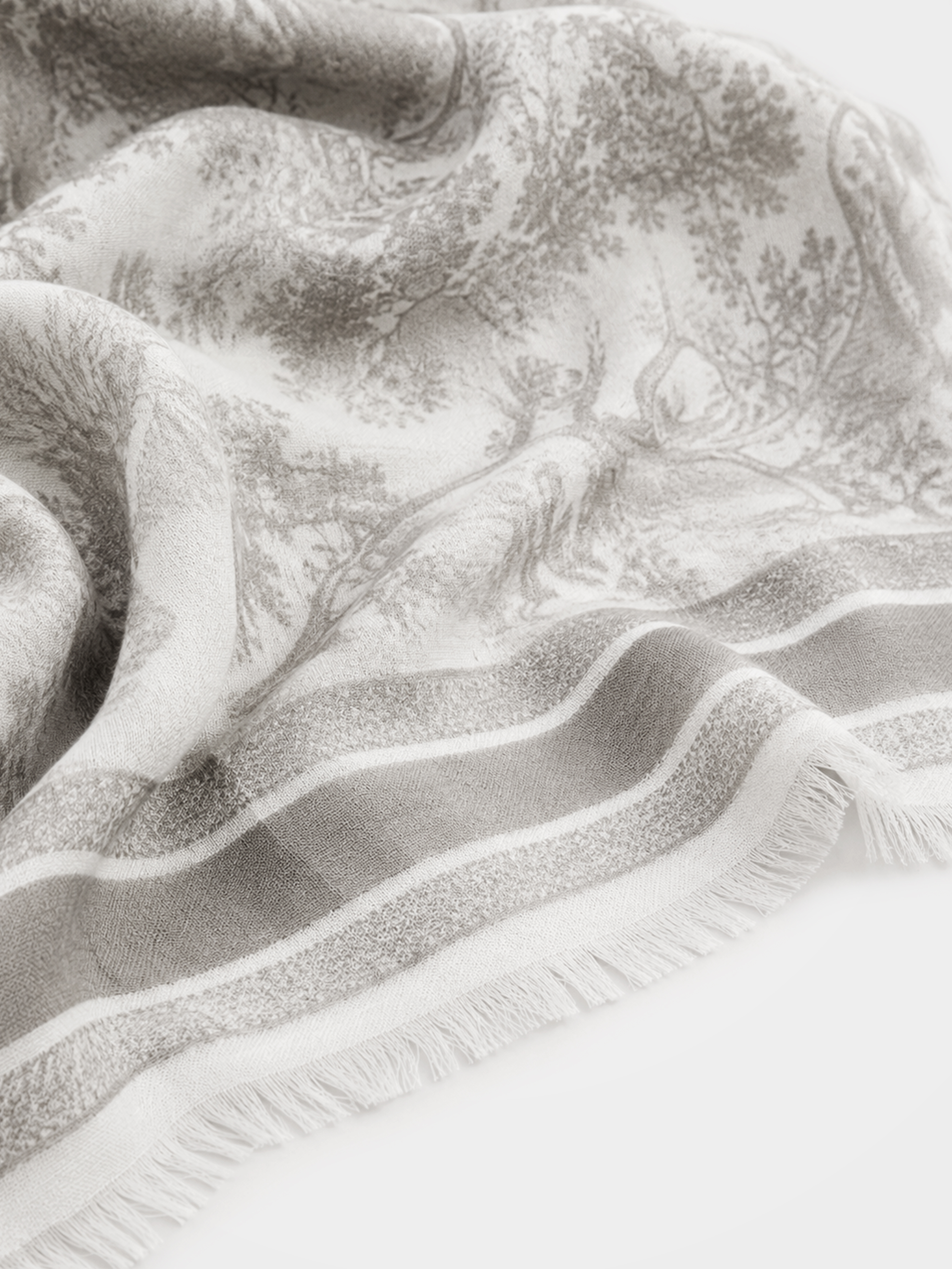 Refined 100% Cashmere Woodland Print Scarf