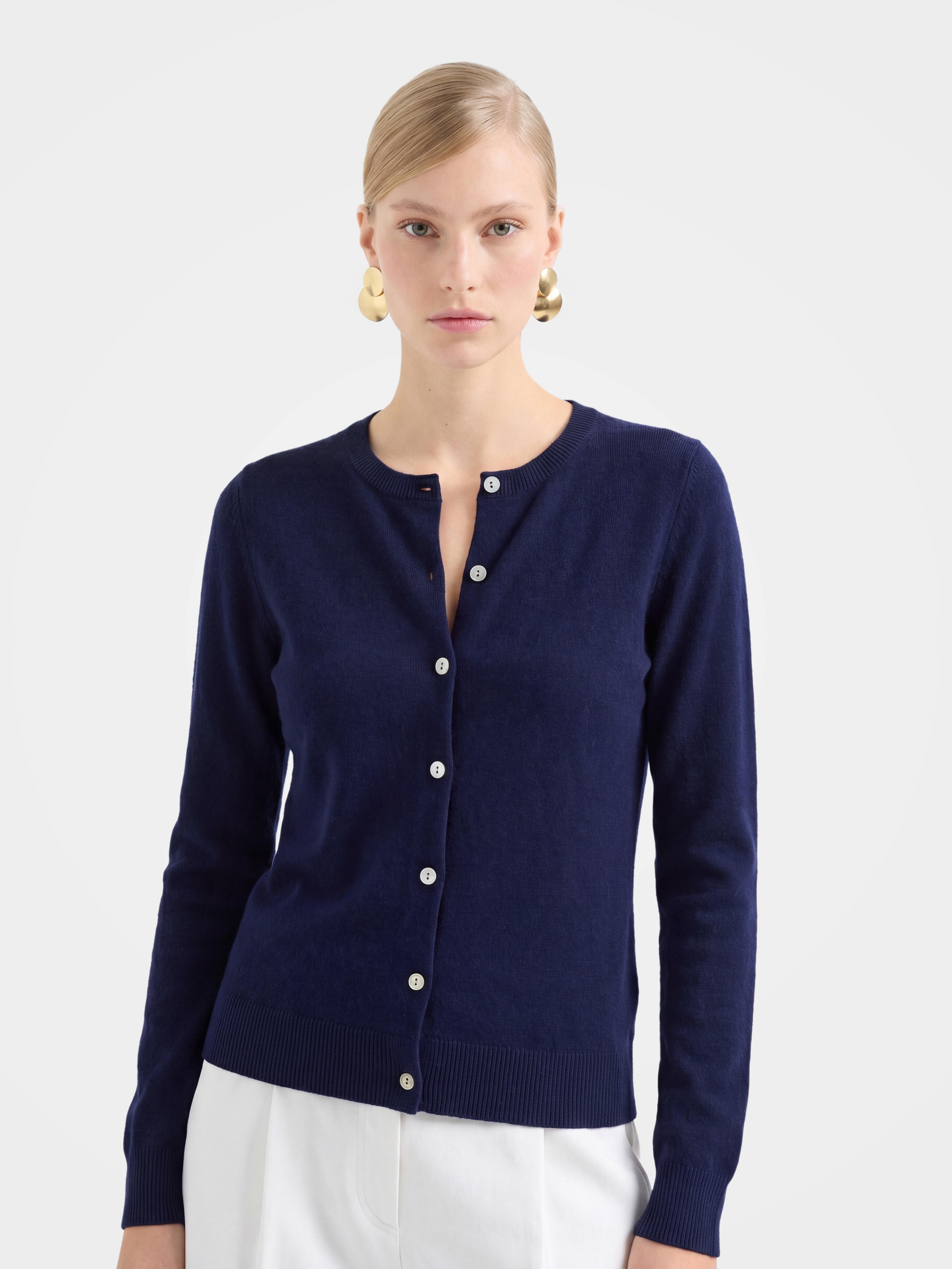 100% Cashmere Crew Neck Cardigan