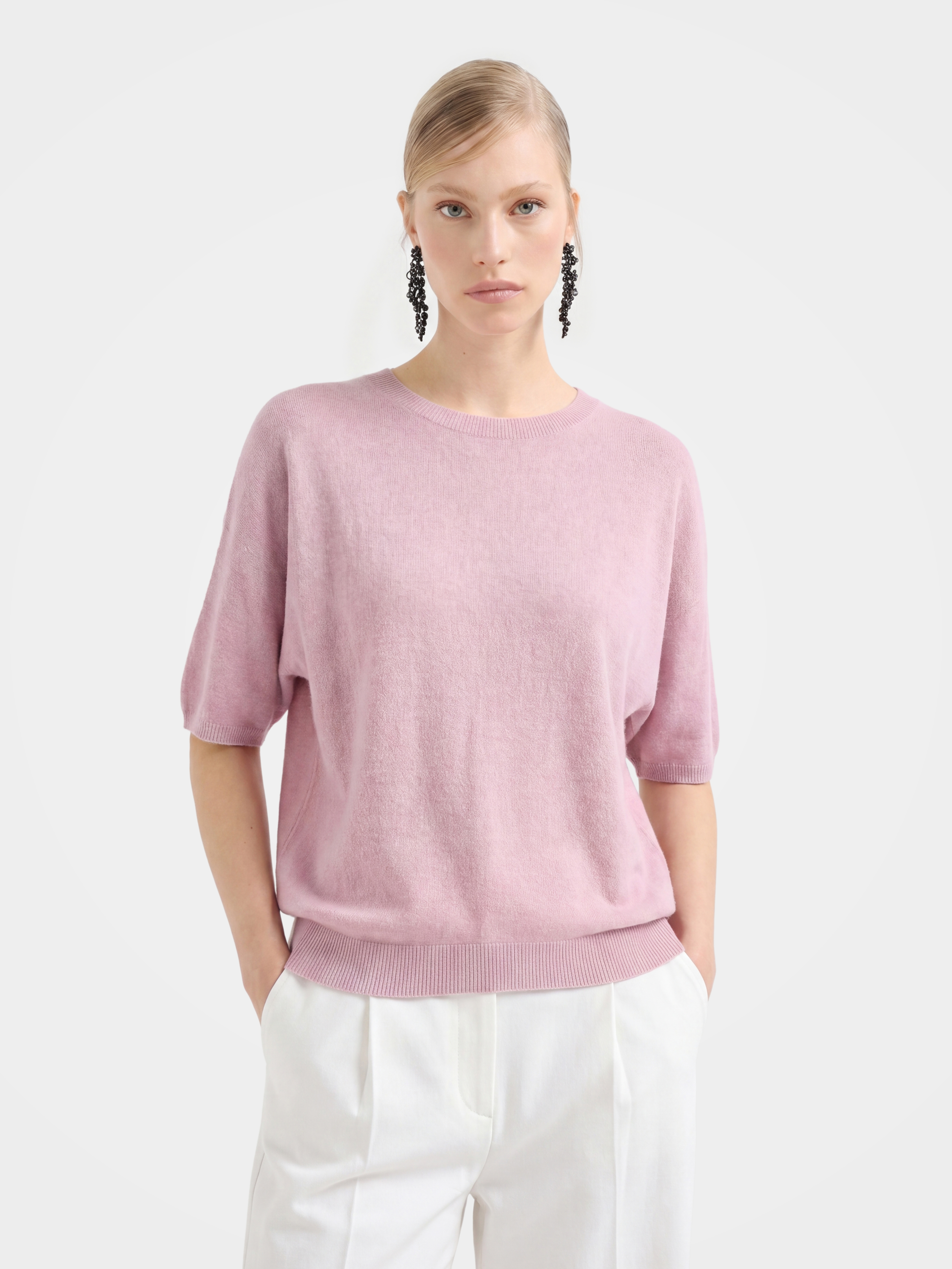 Breathable Cashmere Mid-Length Sleeve Knit Top