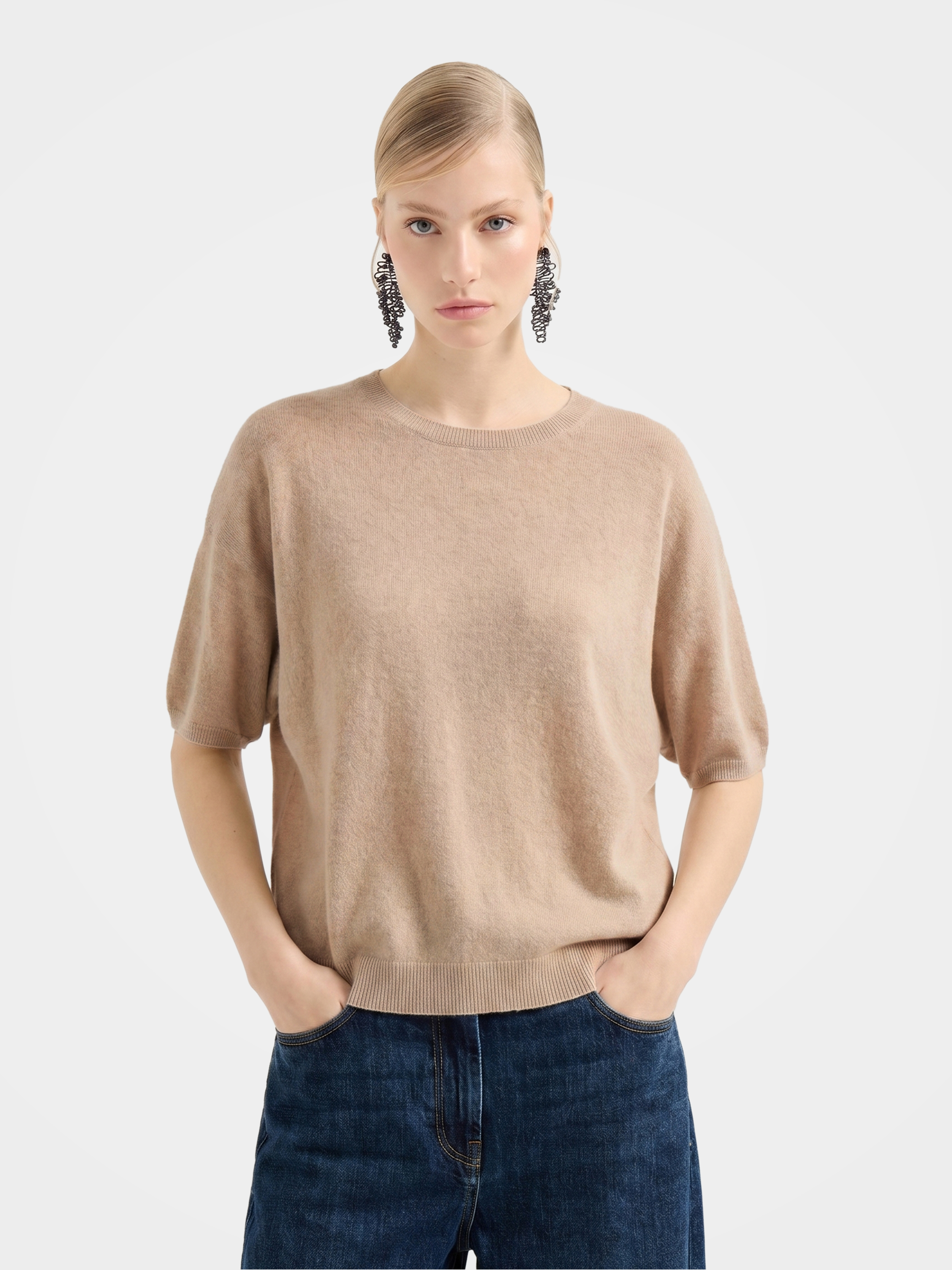 Breathable Cashmere Mid-Length Sleeve Knit Top