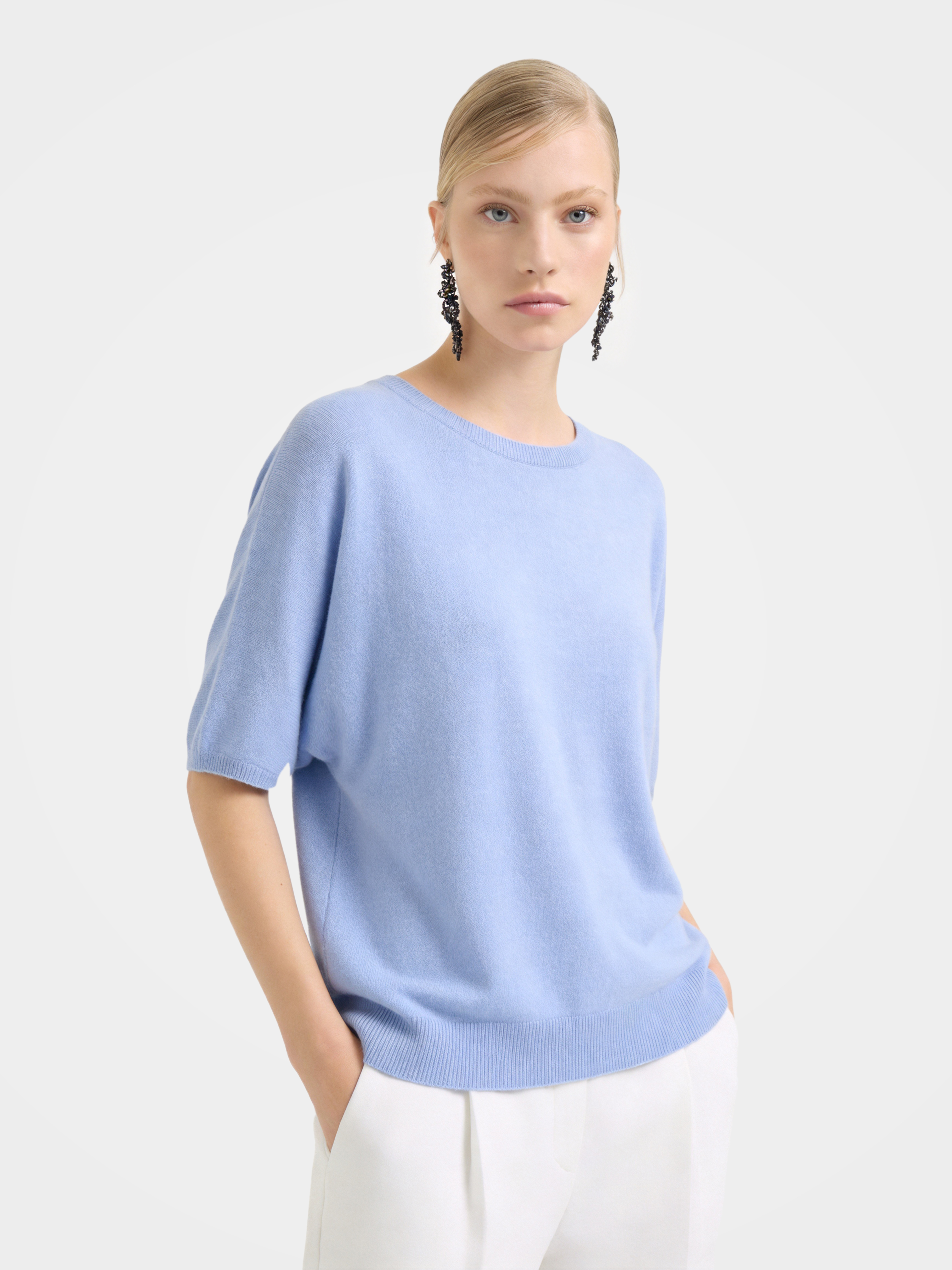 Breathable Cashmere Mid-Length Sleeve Knit Top