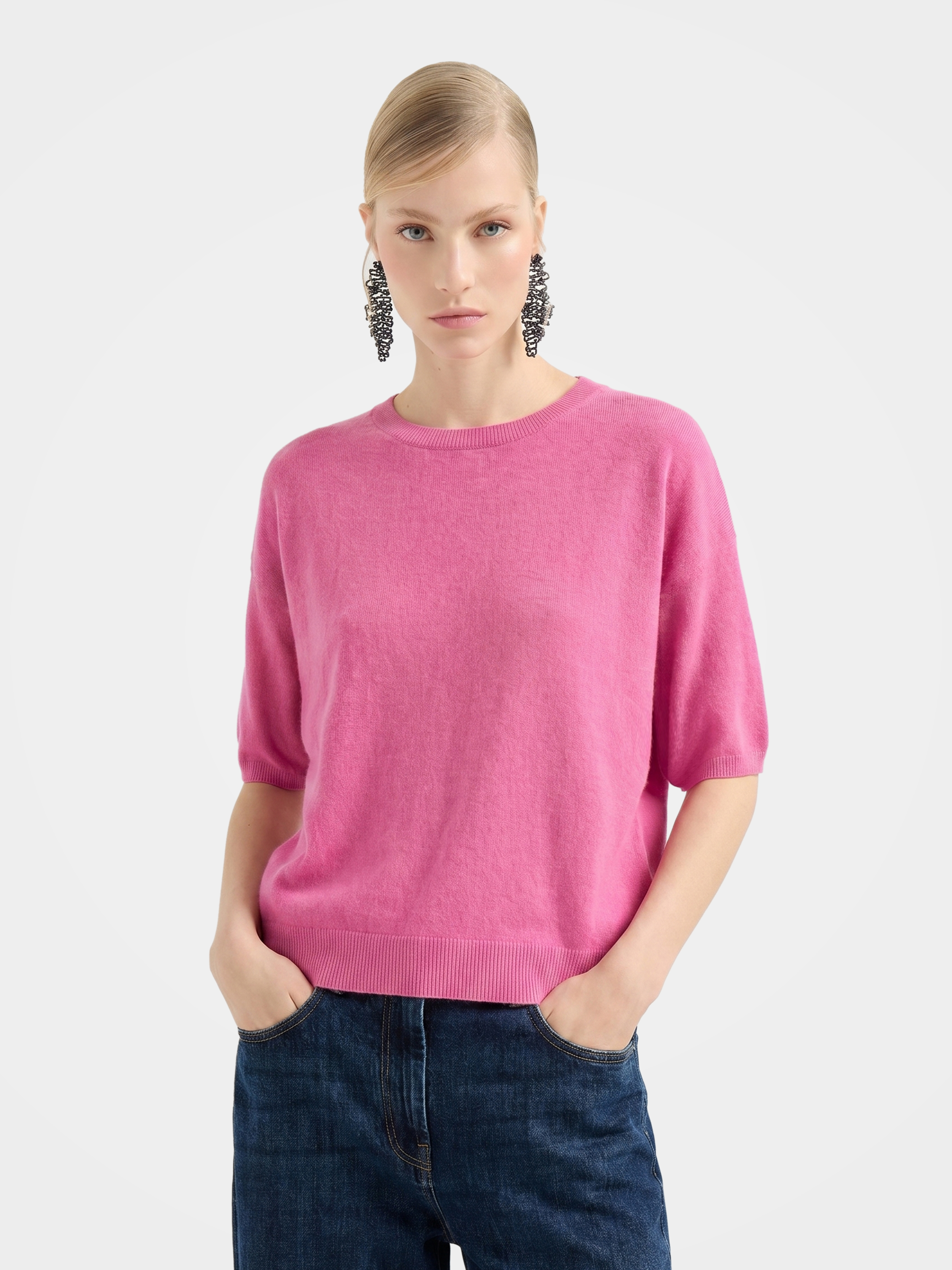 Breathable Cashmere Mid-Length Sleeve Knit Top