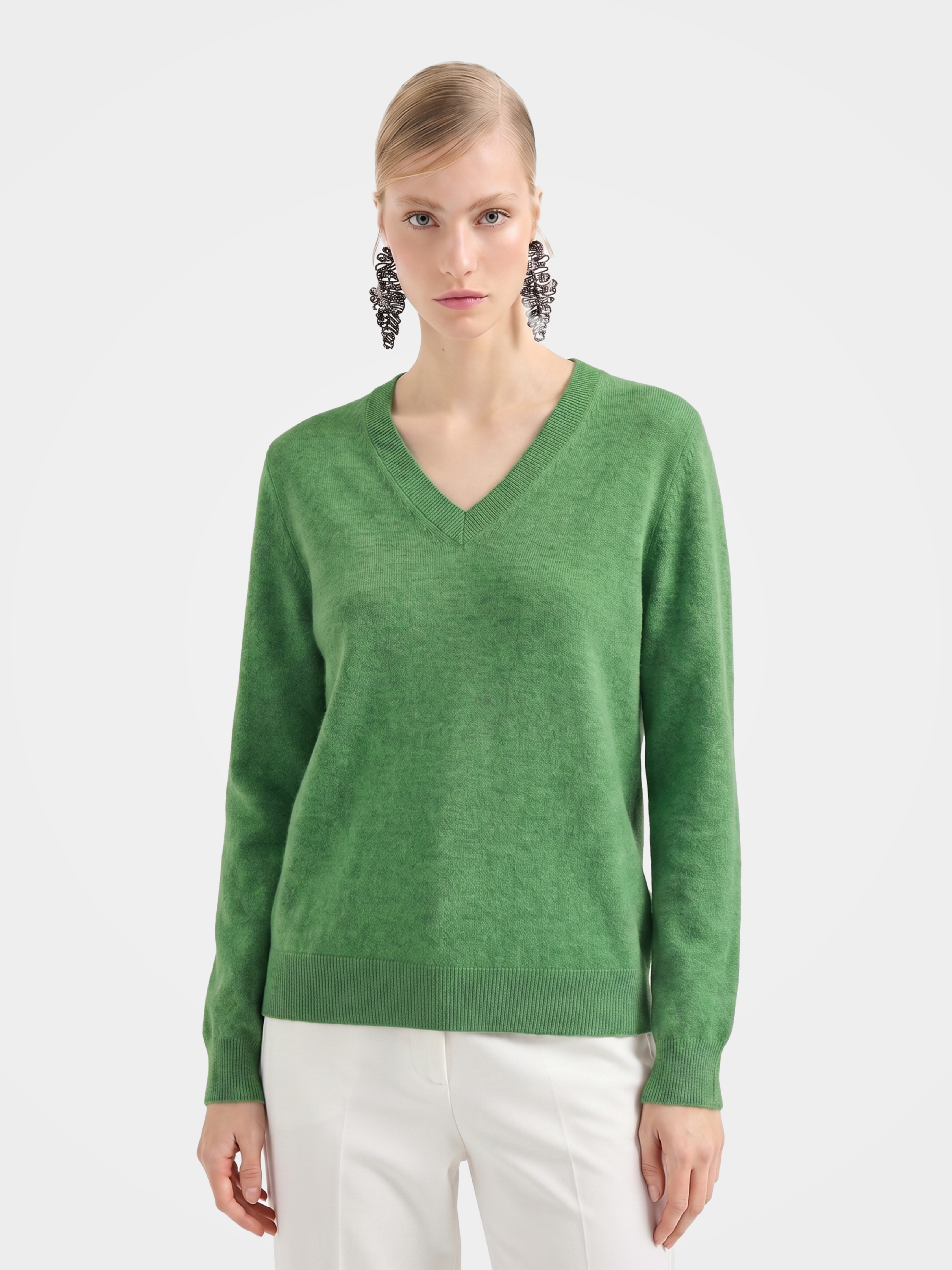 Lightweight Cashmere V-Neck Knit Top