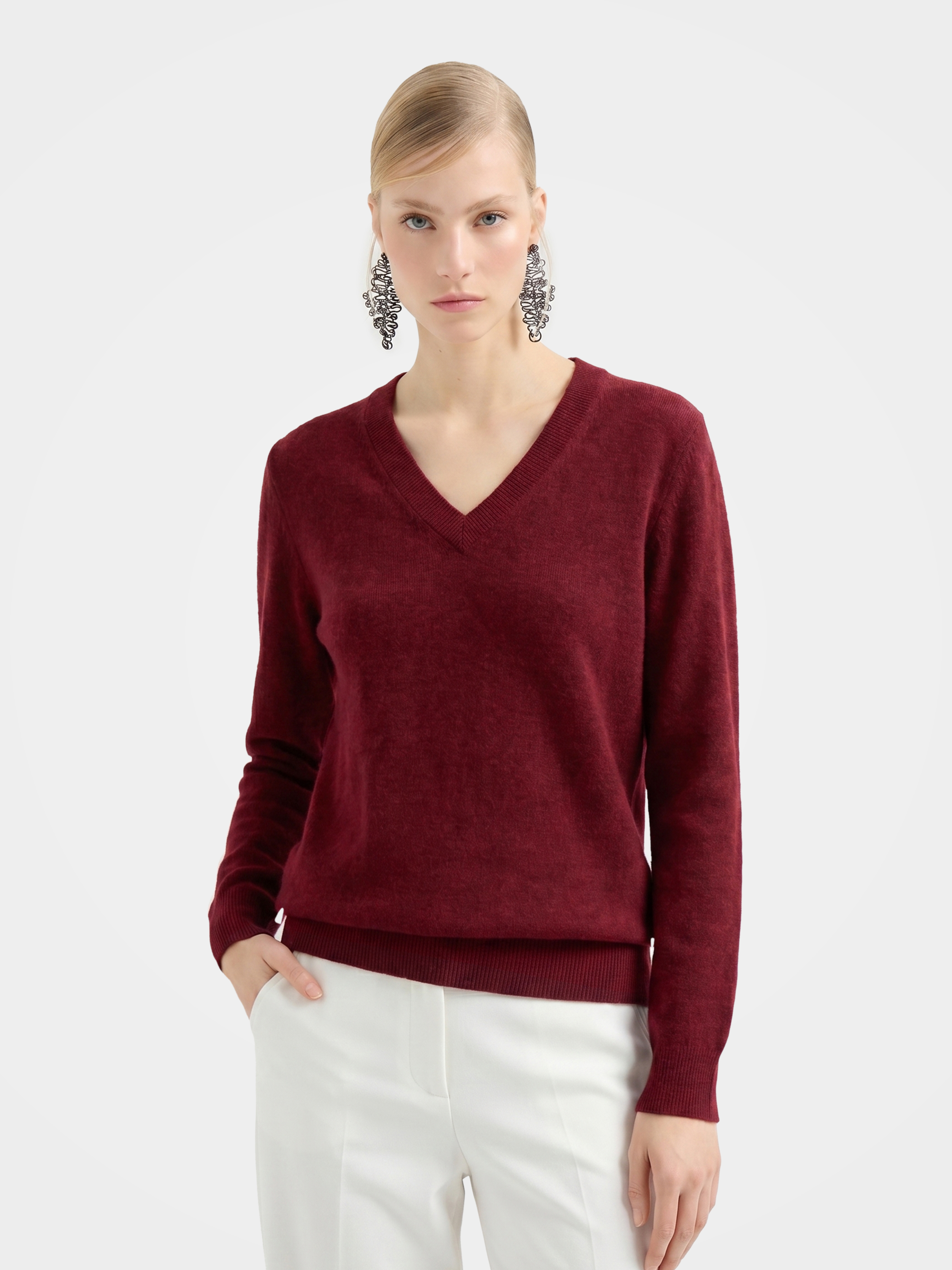 Lightweight Cashmere V-Neck Knit Top