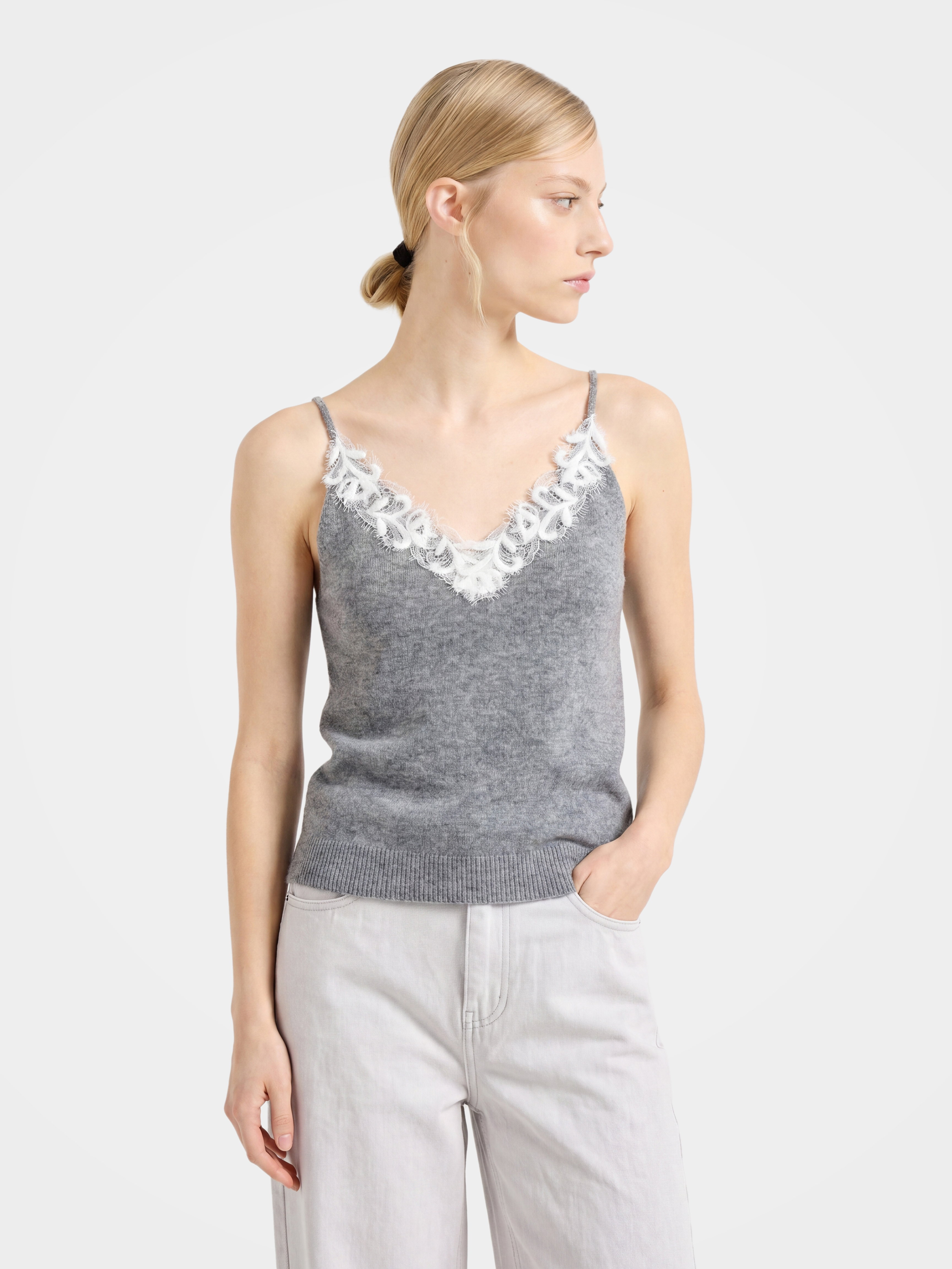 Lightweight 100% Mongolian Cashmere Lace Knit Tanks & Camis