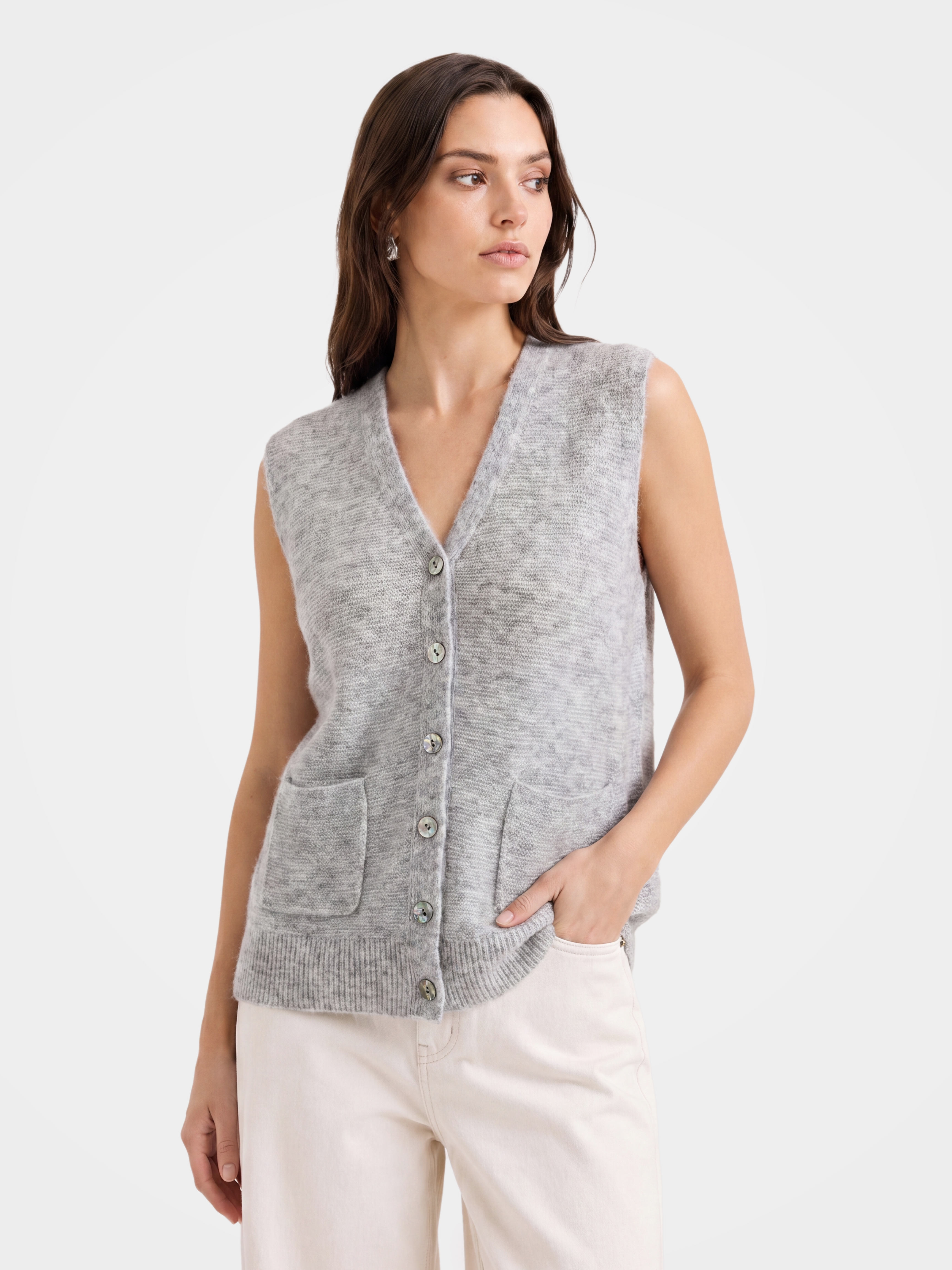 Lightweight Mongolian Cashmere V Neck Knit Vest