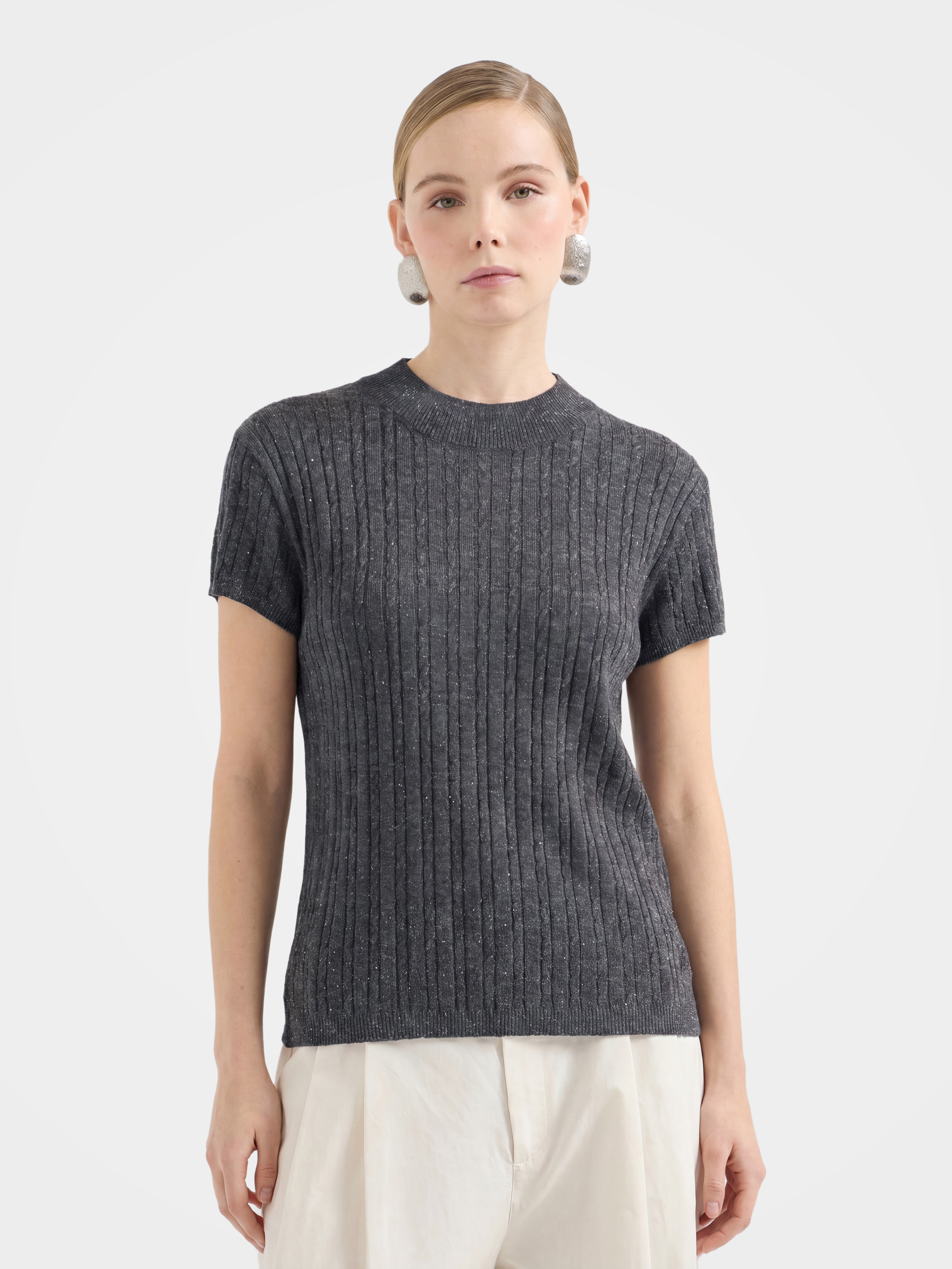 Lightweight Wool Short Sleeve knit Top