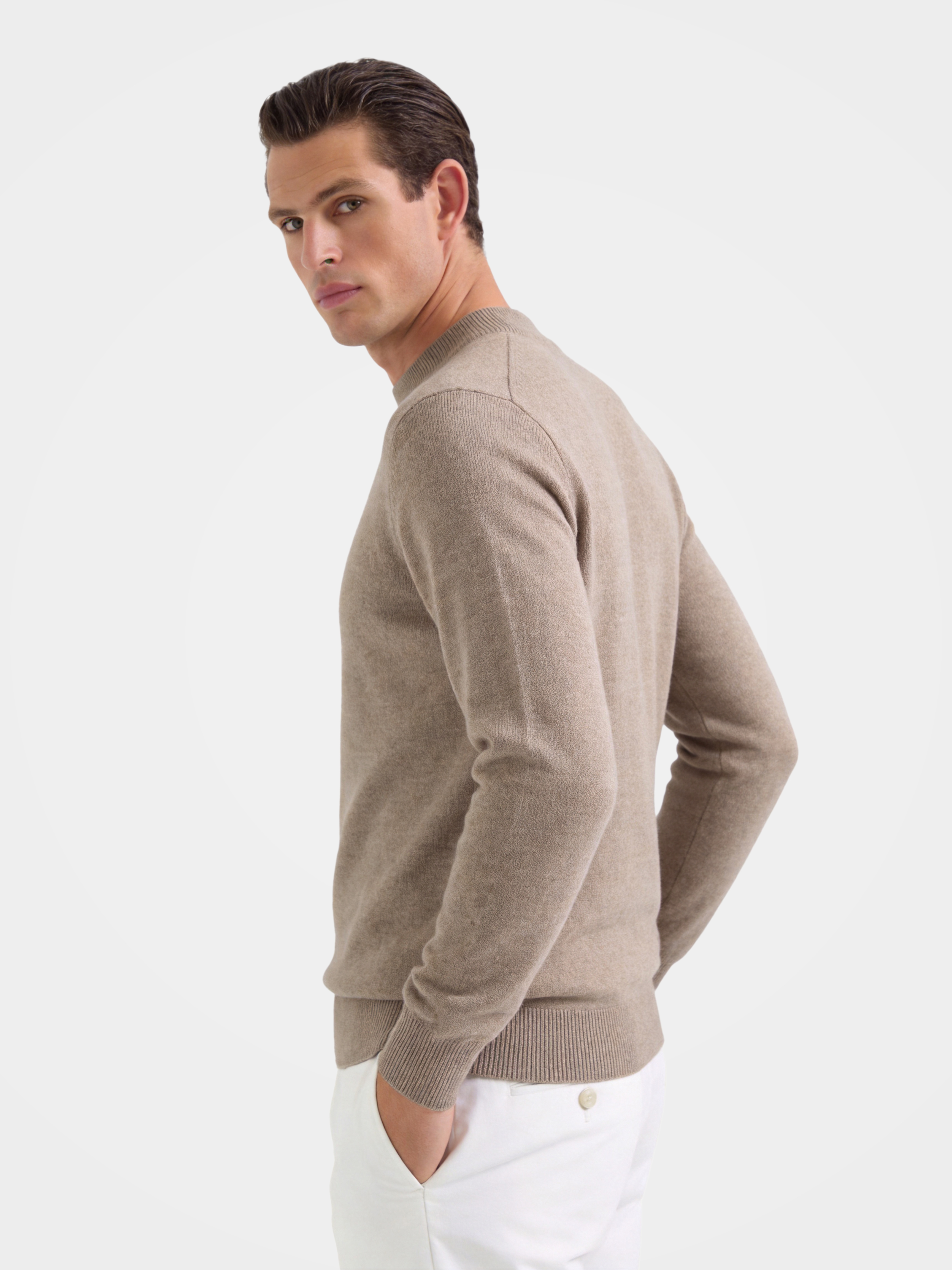 Man 100% Mongolian Cashmere Long Sleeve Knit Top Pullover