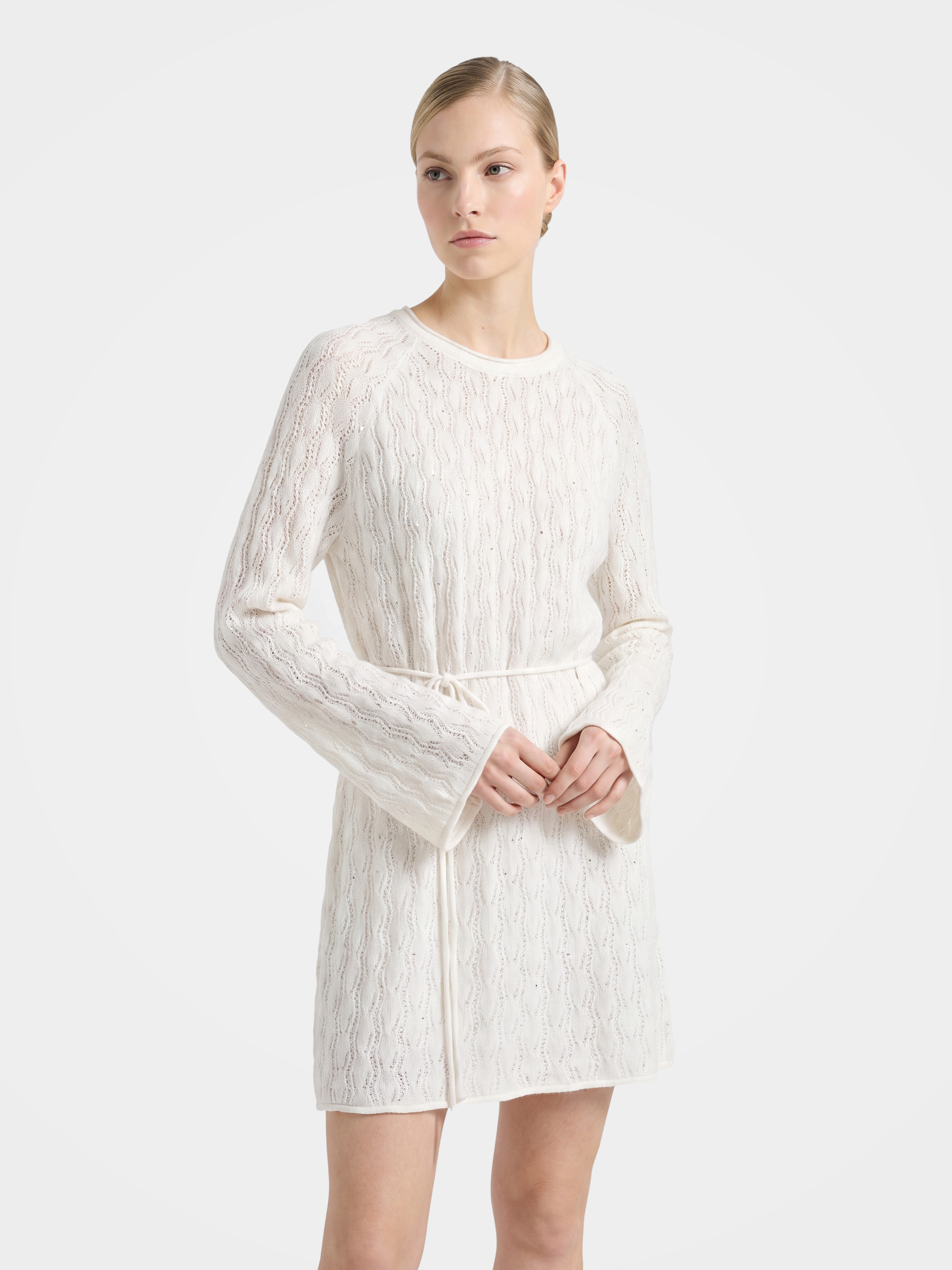 Luxurious Mongolian Cashmere Knit Mini Sweater Dress